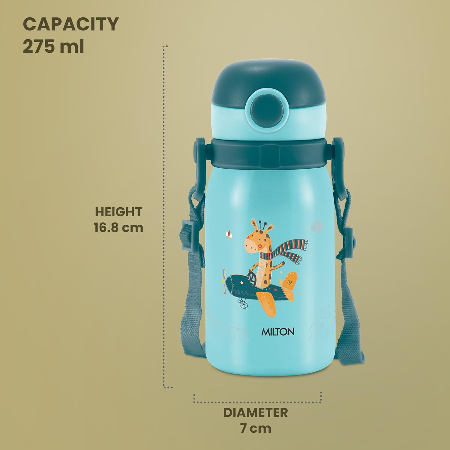 Milton Thermosteel Companion 300 Insulated Inner Stainless Steel Water Bottle with Spout Lid, 1 Piece, 275 ml, Blue| Easy Grip | Leak Proof | Hot or Cold | School | Travel Bottle