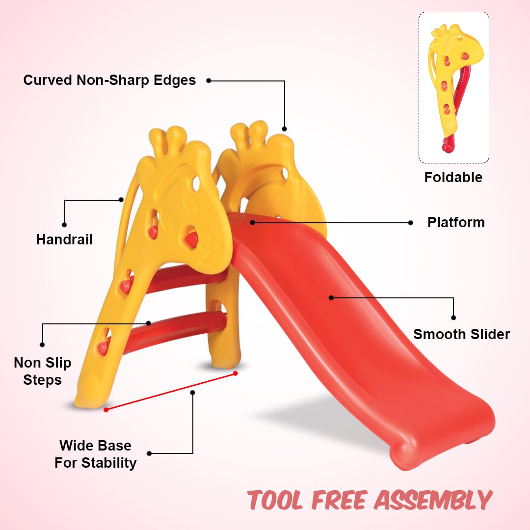 Playgro Giraffe Slide - Red & Yellow | Safe & Fun - Indoor/Outdoor Toy | Ideal for Boys/Girls - 2-4 years | 2+ Years Red Yellow