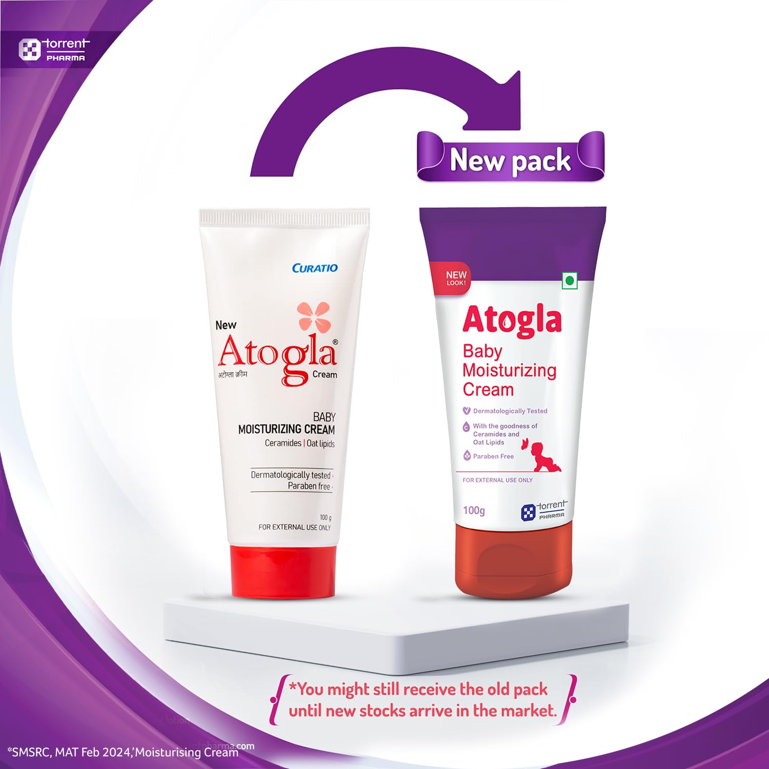 TediBar Atogla Baby Moisturizing Cream | Dermatologically Tested | Ceramides & Oat Lipids | Paraben Free - 100g