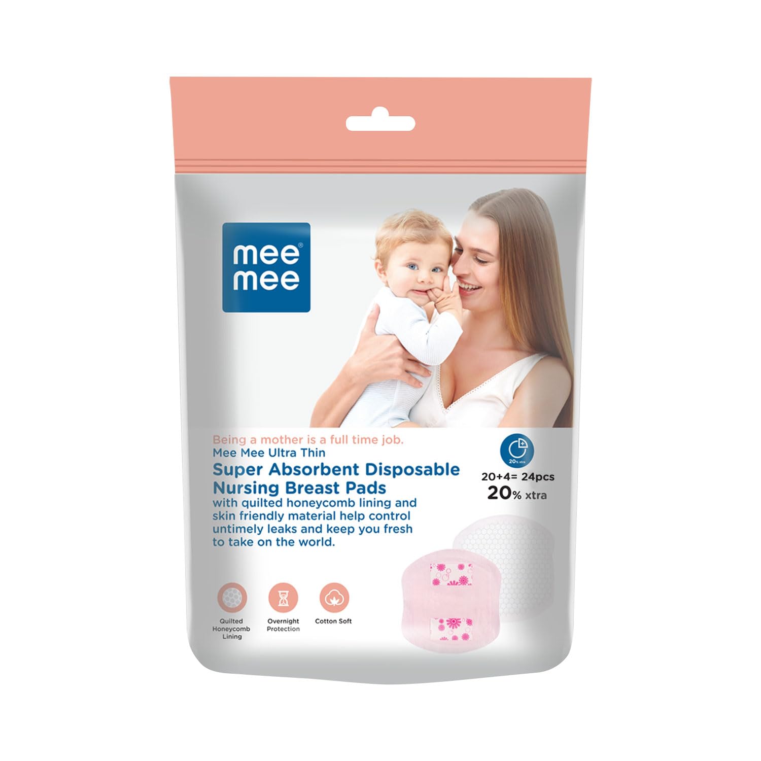 Mee Mee Stay Dry Advanced Absorbent Disposable Nursing Breast Pads (20+4=24pcs) 20% xtra