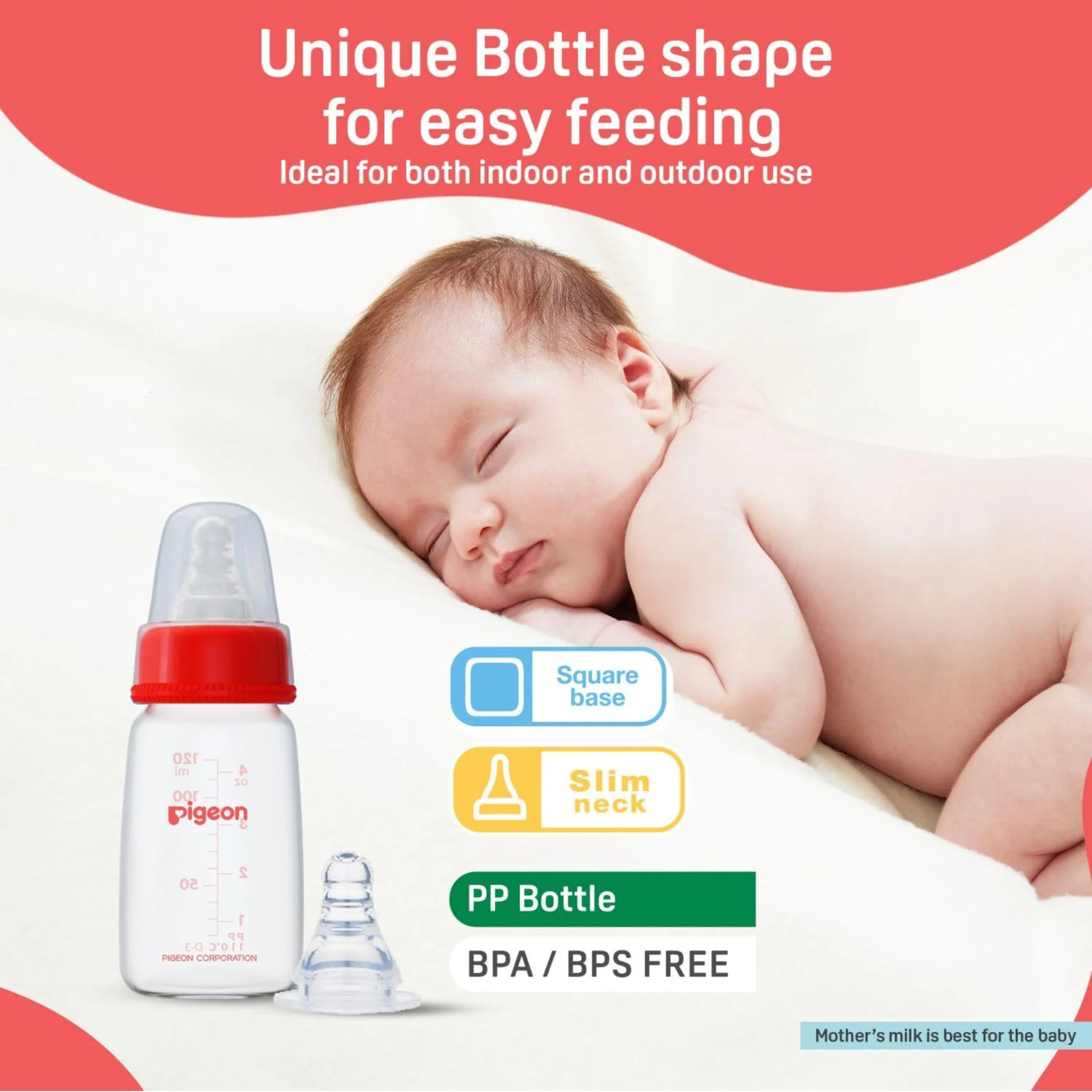 Pigeon Flexible PP Bottle | BPA/BPS Free (120ml/4oz) - 0M+