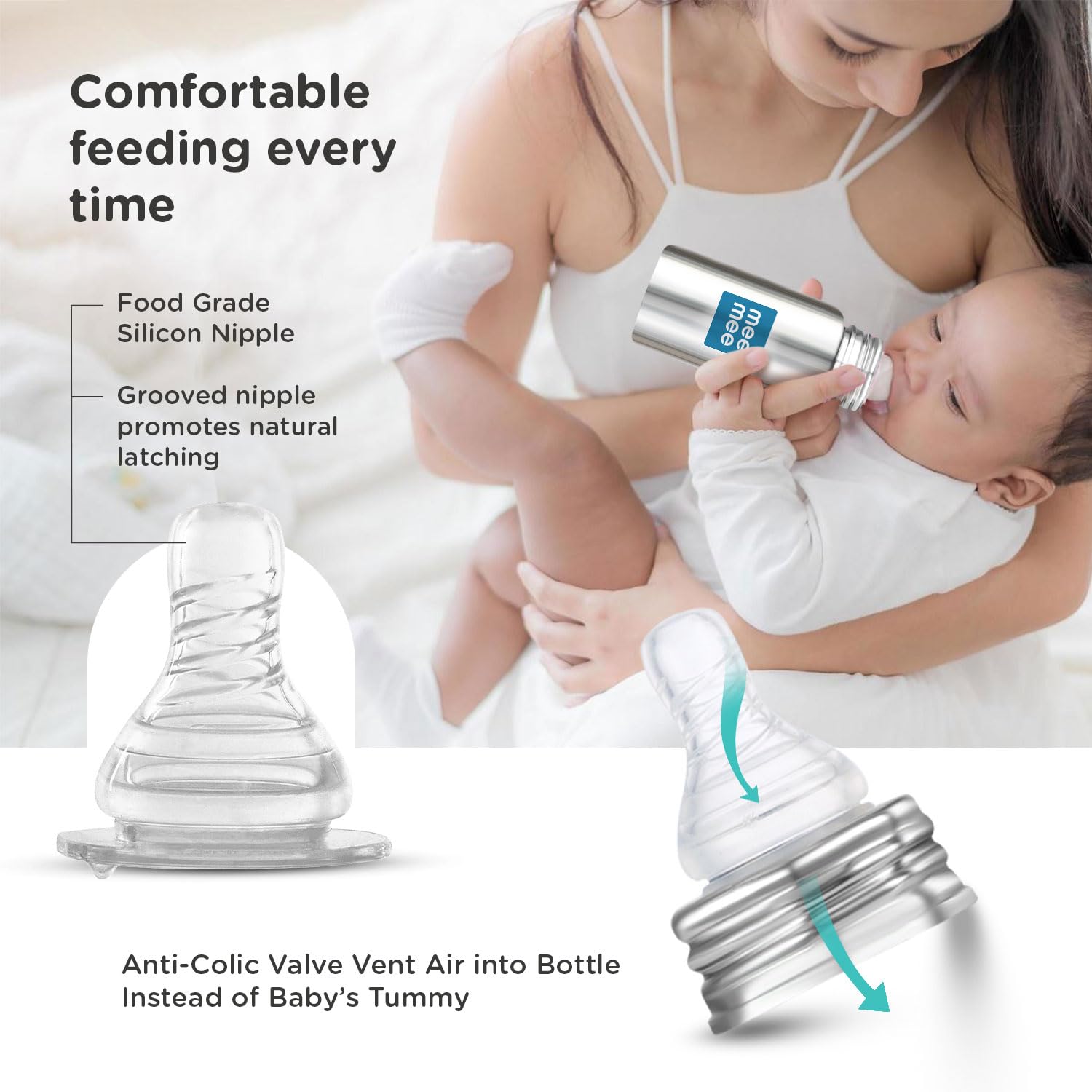 Mee Mee Anti-Colic Eazy Flo Silicone Teat (2pcs) - 0M+
