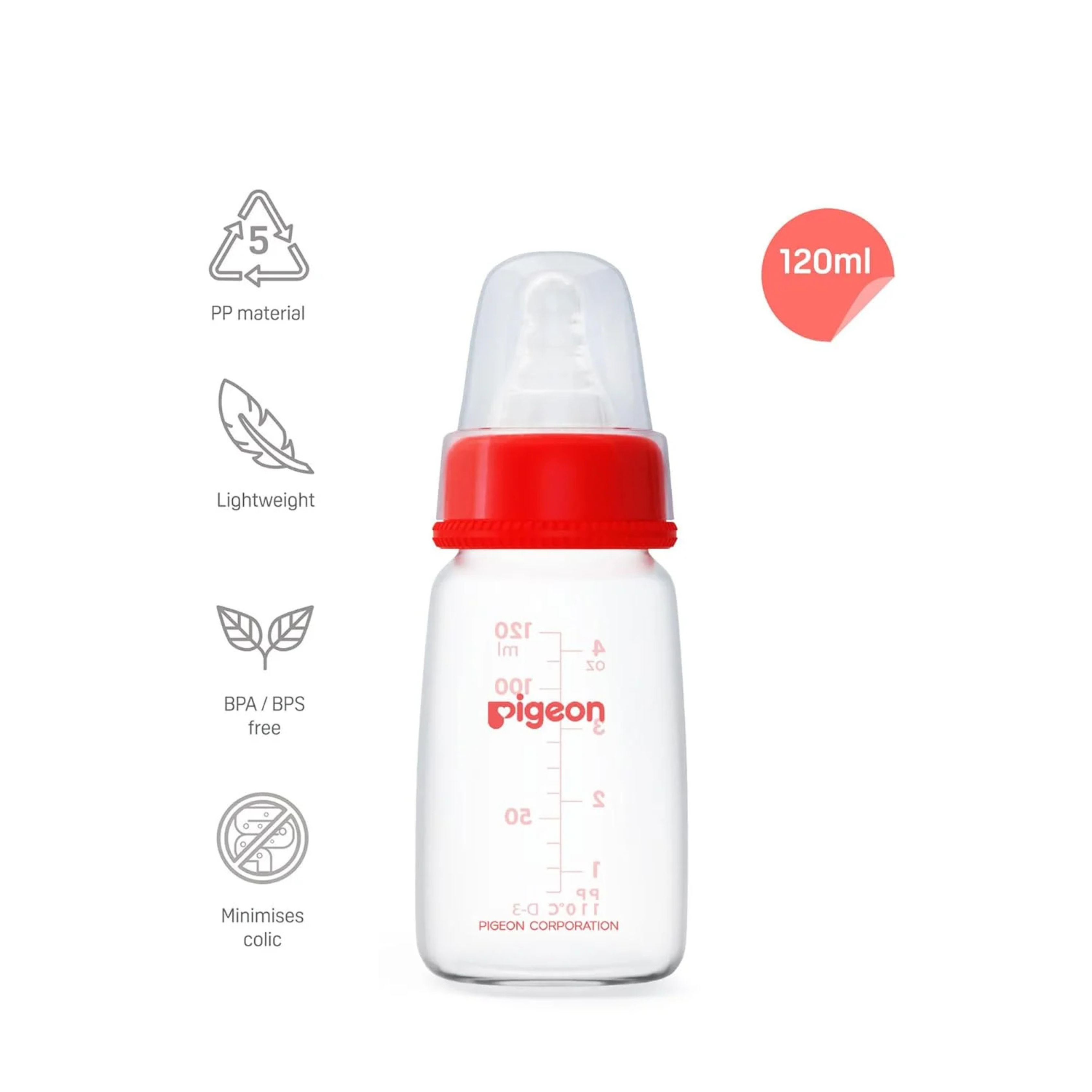 Pigeon Flexible PP Bottle | BPA/BPS Free (120ml/4oz) - 0M+
