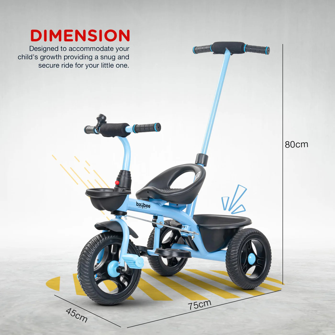 Baybee Trilo 2 in 1 Baby Tricycle for Kids, Smart Kids Tricycle with Parental Push Handle - (BLUE)