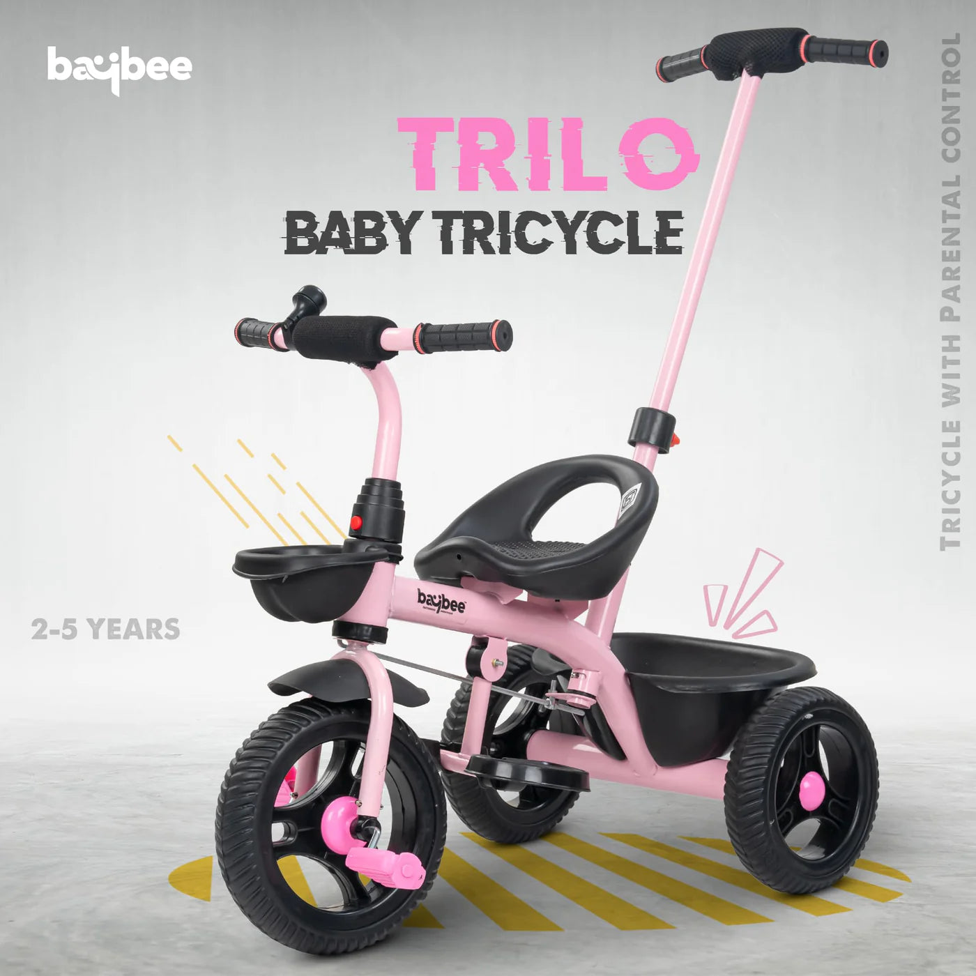 Baybee Trilo 2 in 1 Baby Tricycle for Kids, Smart Kids Tricycle with Parental Push Handle - (PINK)