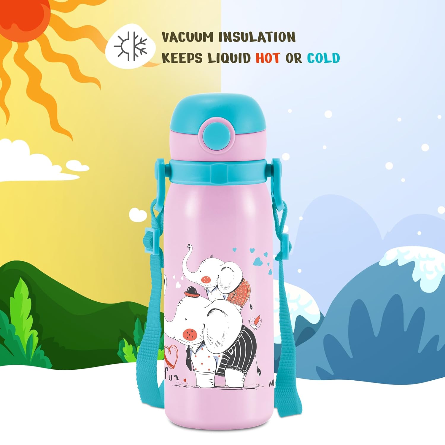 Milton Thermosteel Companion 450 Insulated Inner Stainless Steel Water Bottle with Spout Lid, 1 Piece, 435 ml, Peach Purple| Easy Grip | Leak Proof | Hot or Cold | School | Travel Bottle