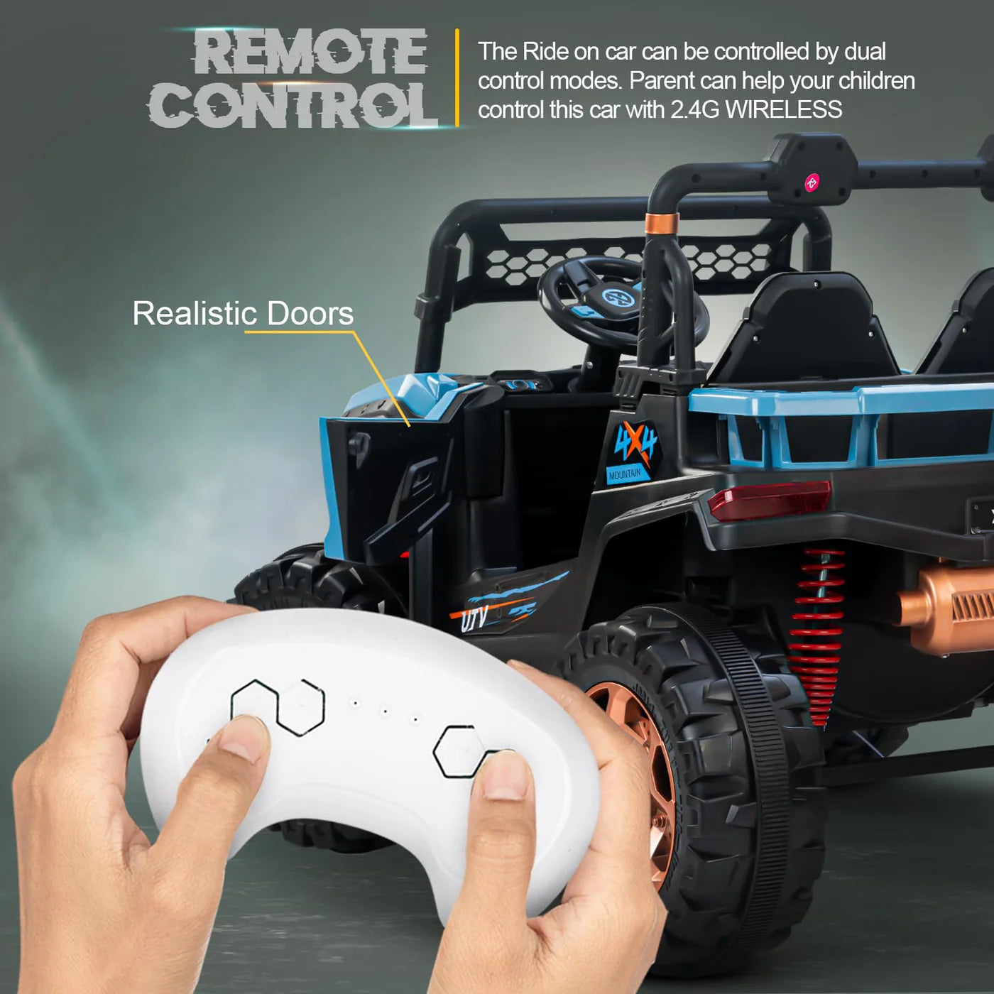 Baybee Rumble Rechargeable Battery Operated Jeep for Kids - Blue