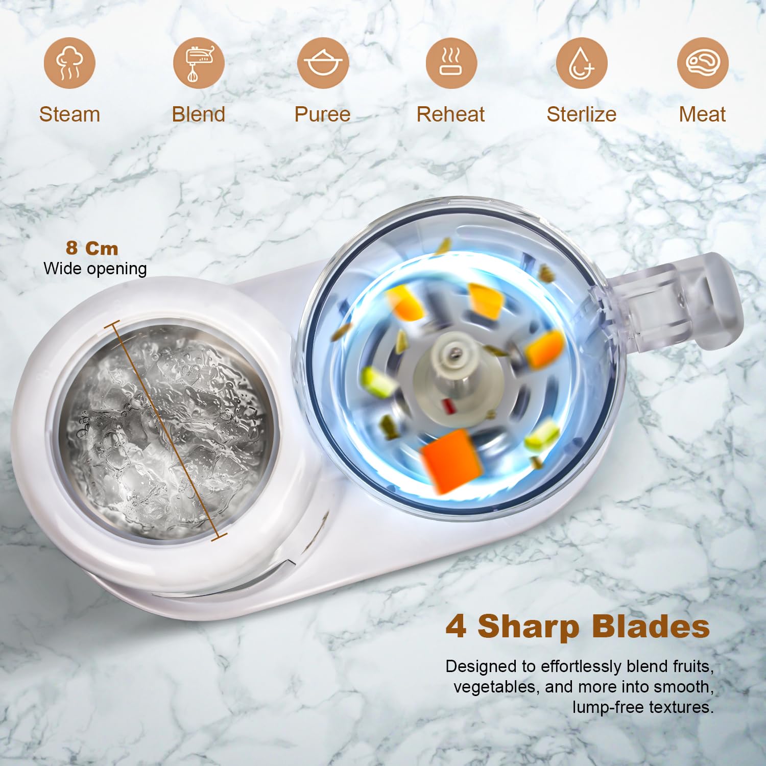 Baybee 5-in-1 Electric Baby Food Processor | Baby Food Maker with Steamer, Chopper, Blender, Reheat & Sterilize | Portable Baby Food Blender with Self-Clean & Touch Screen for Purees - (BBFPR003)