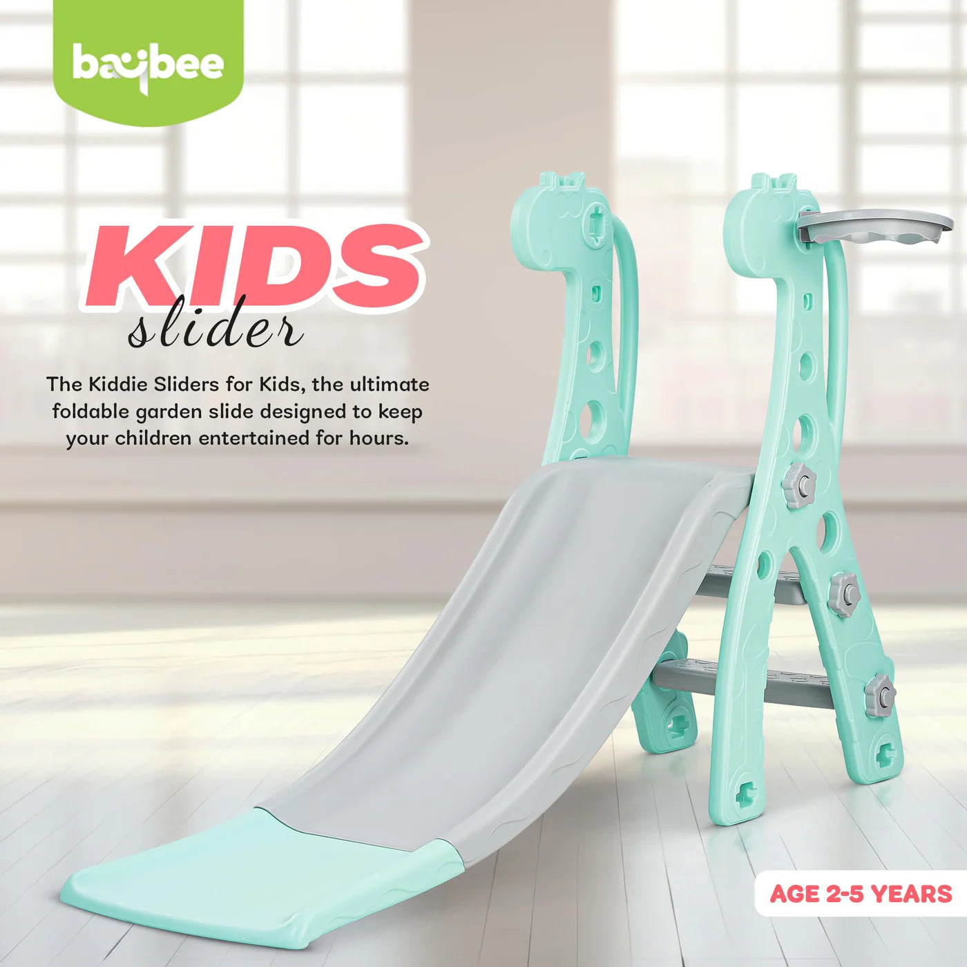 Playgro Foldable Baby Kids Garden Slide for Kids/Toddlers/Indoor/Outdoor Preschoolers - 2 in 1 sliders - 2-5 years