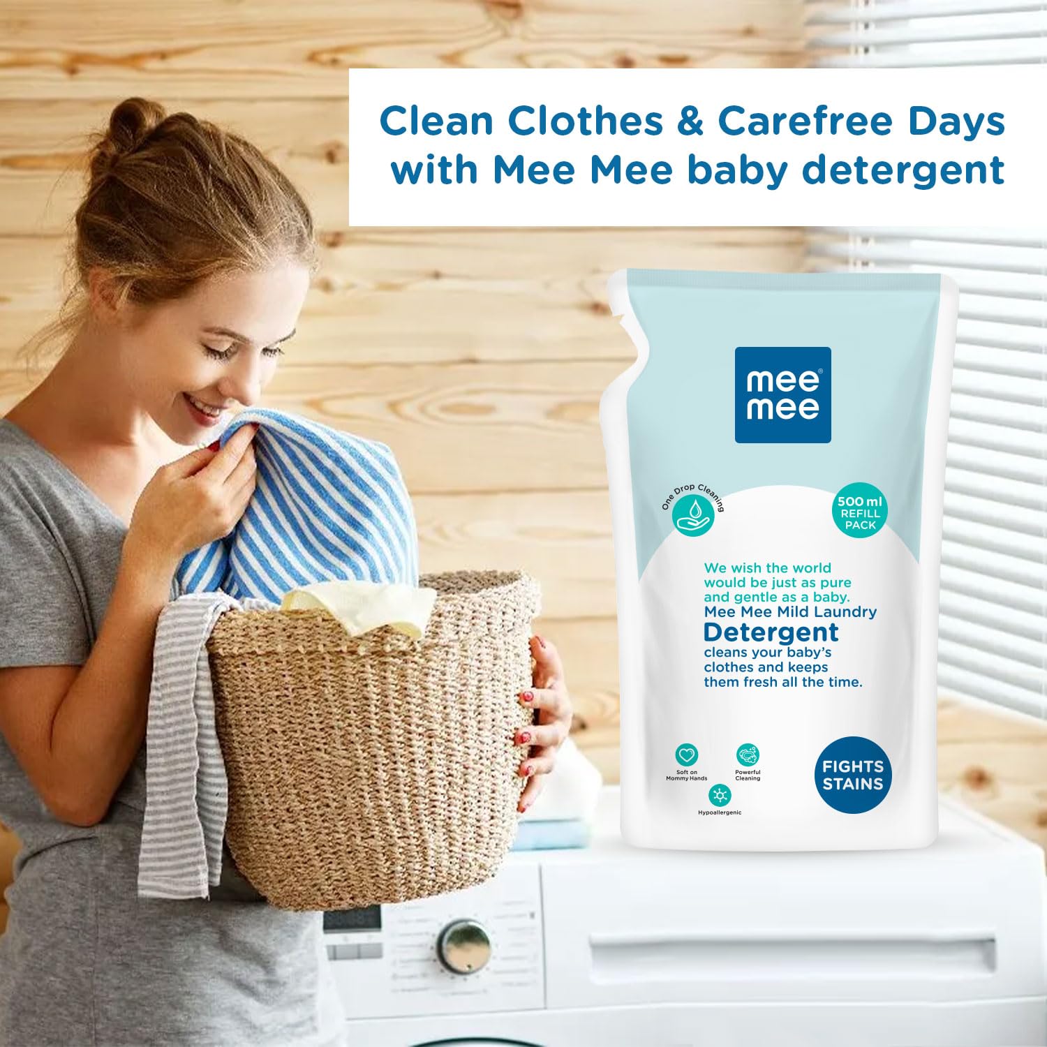 Mee Mee Mild Laundry Detergent Cleans Your Baby's Clothes & Keeps Them Fresh All The Time - 500ml Refill Pack