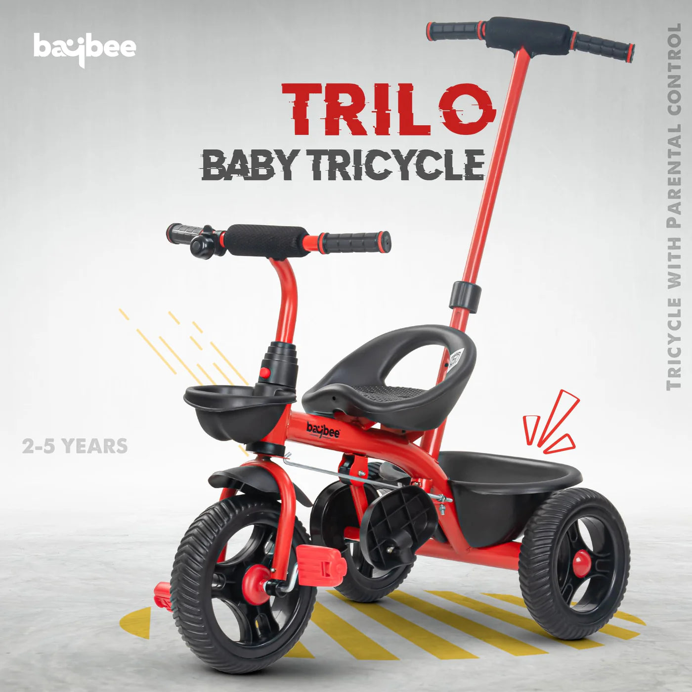 Baybee Trilo 2 in 1 Baby Tricycle for Kids, Smart Kids Tricycle with Parental Push Handle - (RED)