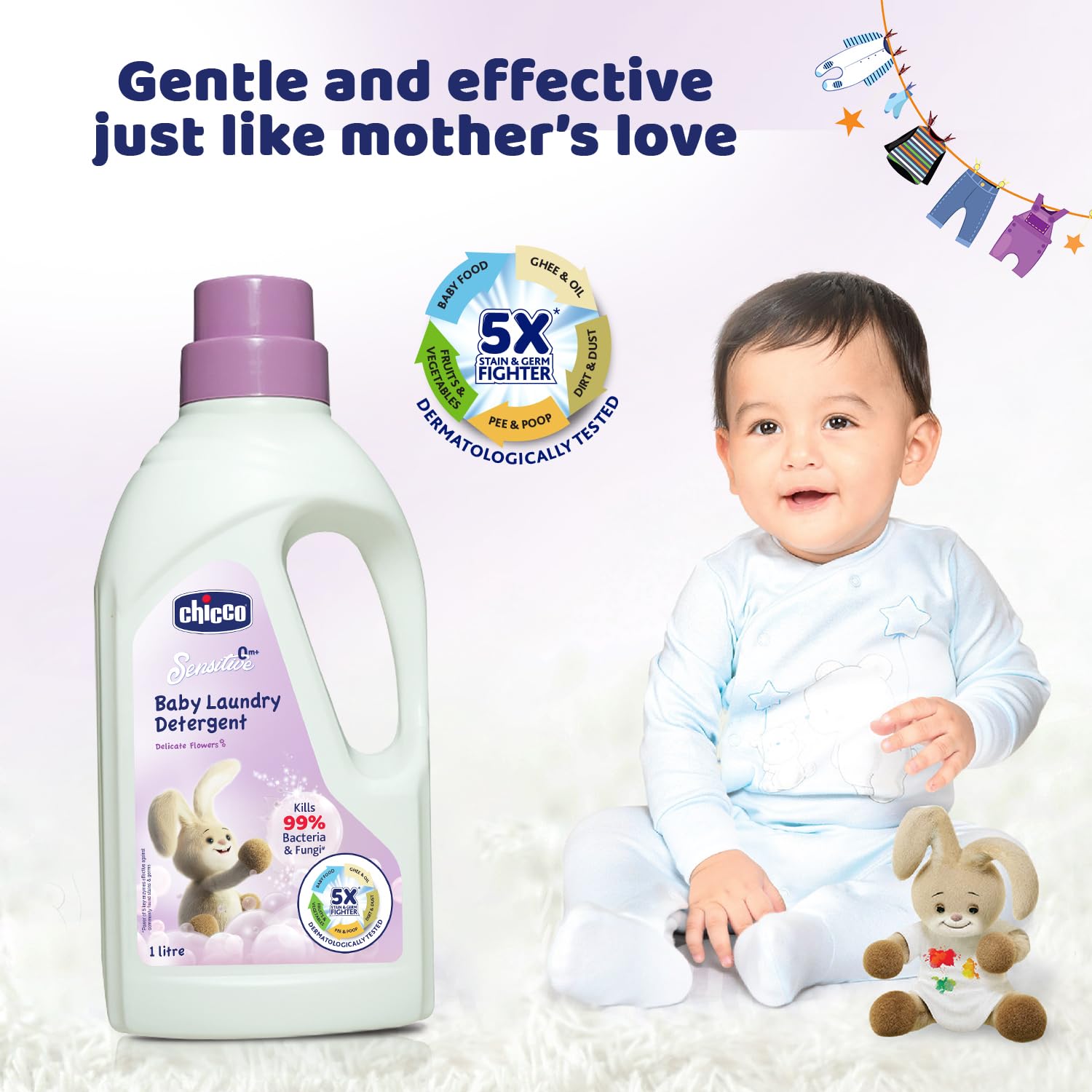 Chicco Baby Laundry Detergent - Delicate Flower (1 LTR)