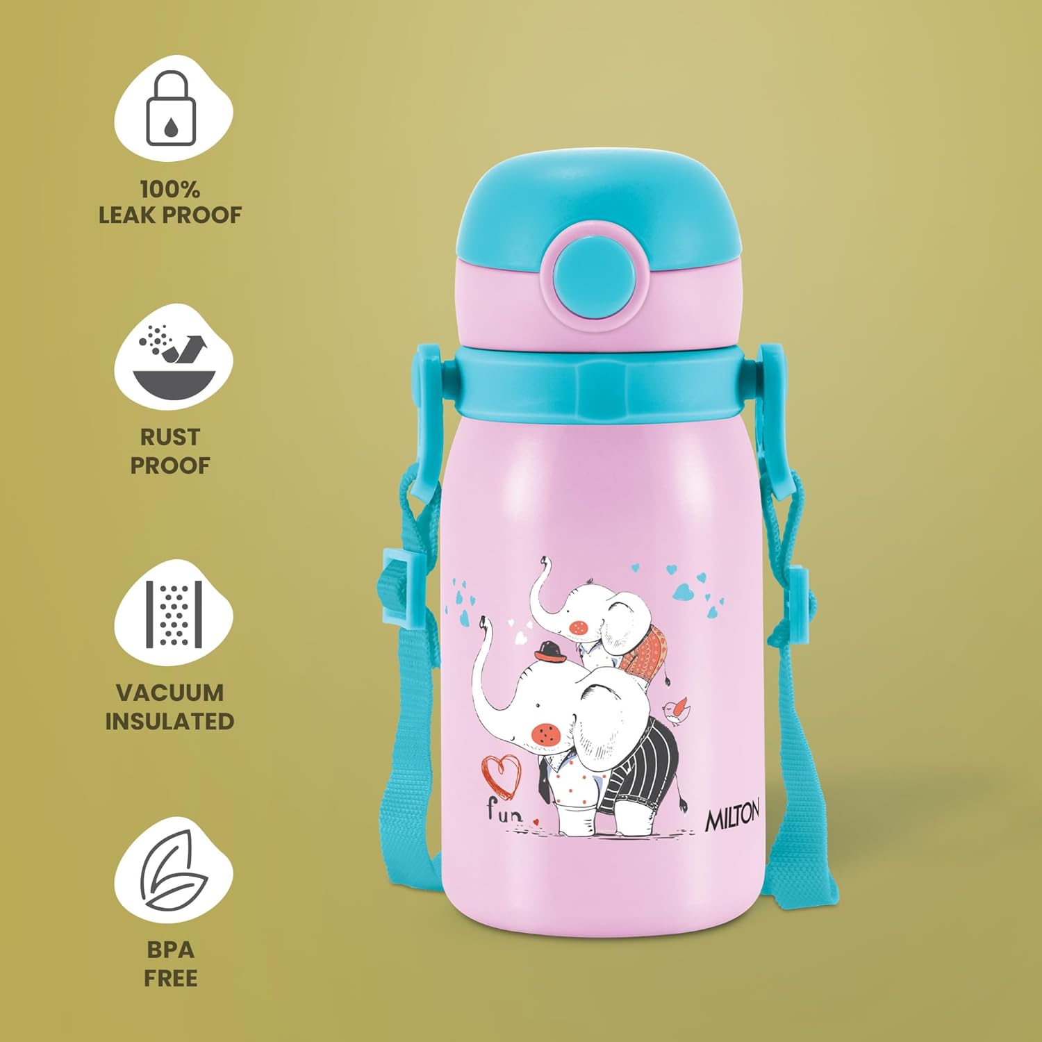 Milton Thermosteel Companion 300 Insulated Inner Stainless Steel Water Bottle with Spout Lid, 1 Piece, 275 ml, Peach Purple| Easy Grip | Leak Proof | Hot or Cold | School | Travel Bottle