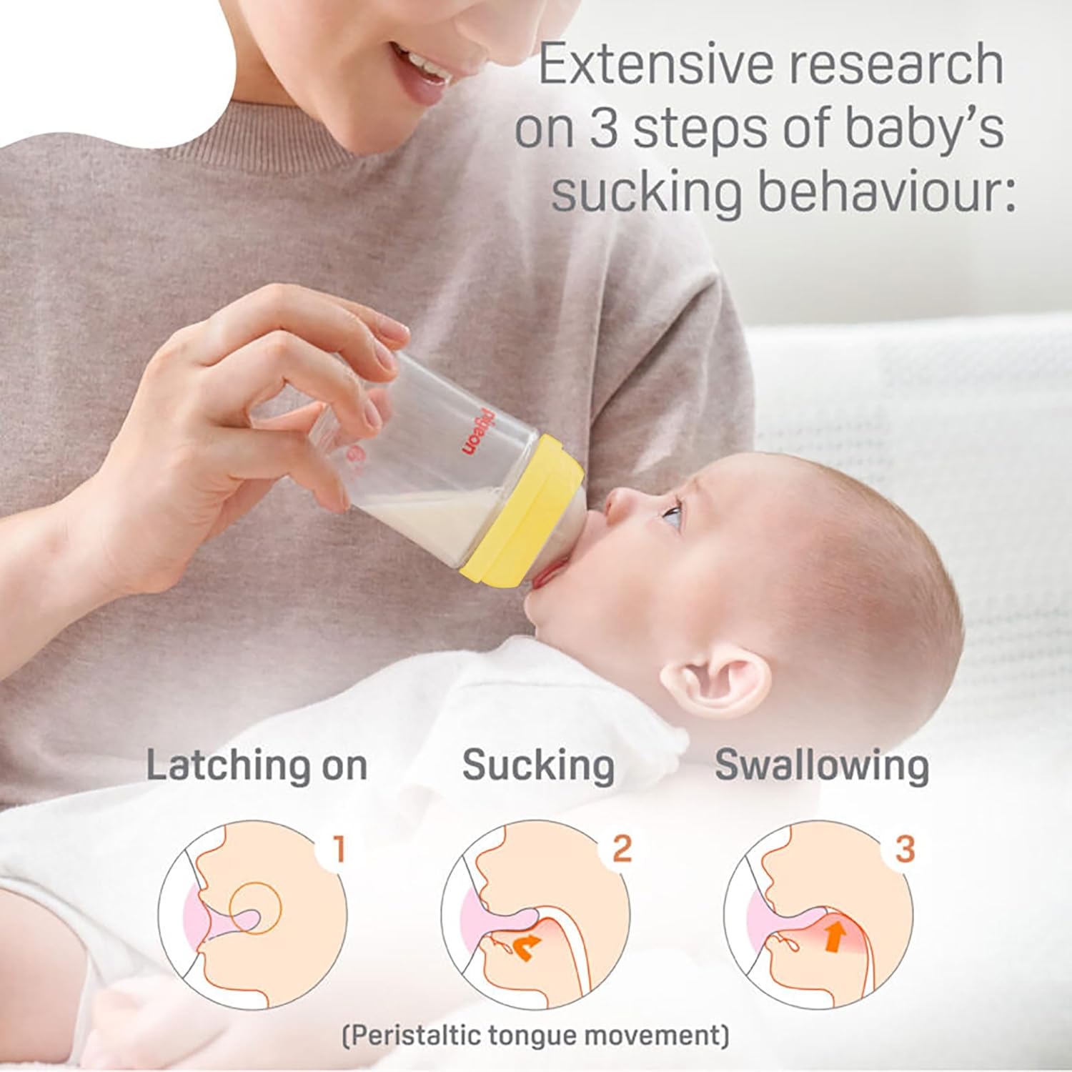 Pigeon Soft Latch PP Bottle for seamless switch between breast & bottle |  BPA/BPS Free (240ml/8oz) - 3M+