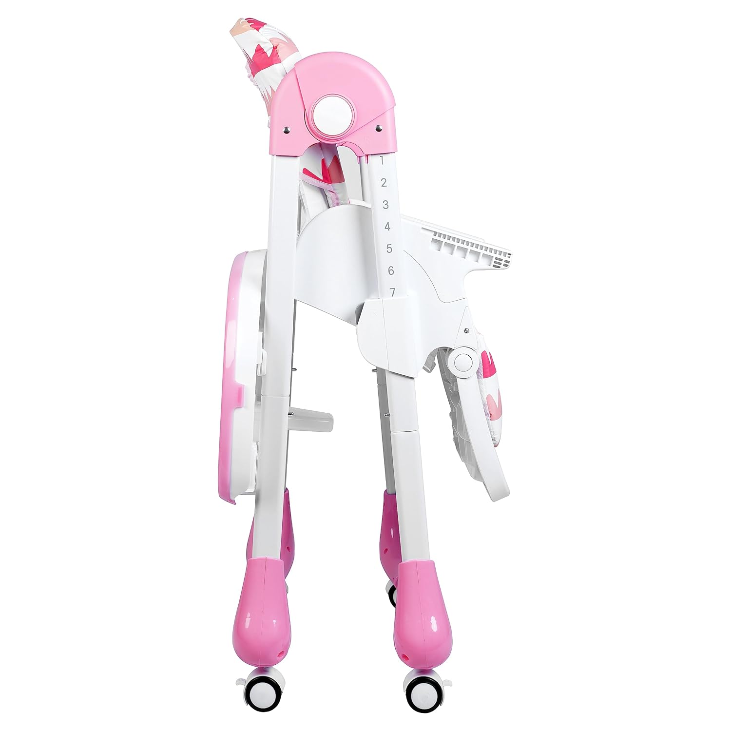 1st Step Little Lux Baby High Chair with 5 Point Safety Harness, 7 Level Height Adjustment (Pink)