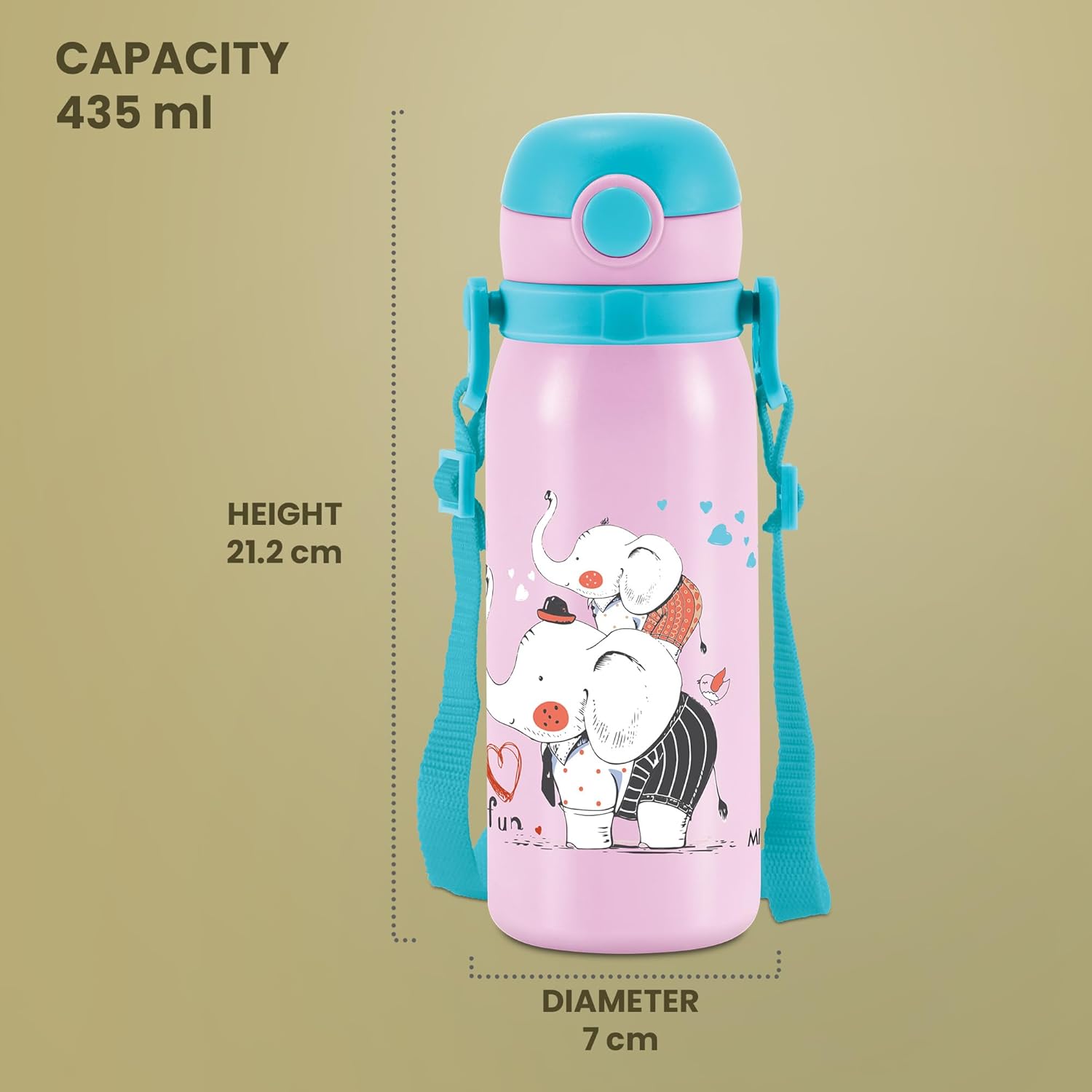 Milton Thermosteel Companion 450 Insulated Inner Stainless Steel Water Bottle with Spout Lid, 1 Piece, 435 ml, Peach Purple| Easy Grip | Leak Proof | Hot or Cold | School | Travel Bottle