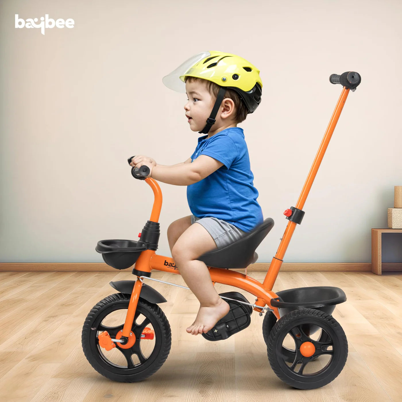 Baybee Trilo 2 in 1 Baby Tricycle for Kids, Smart Kids Tricycle with Parental Push Handle - (ORANGE)