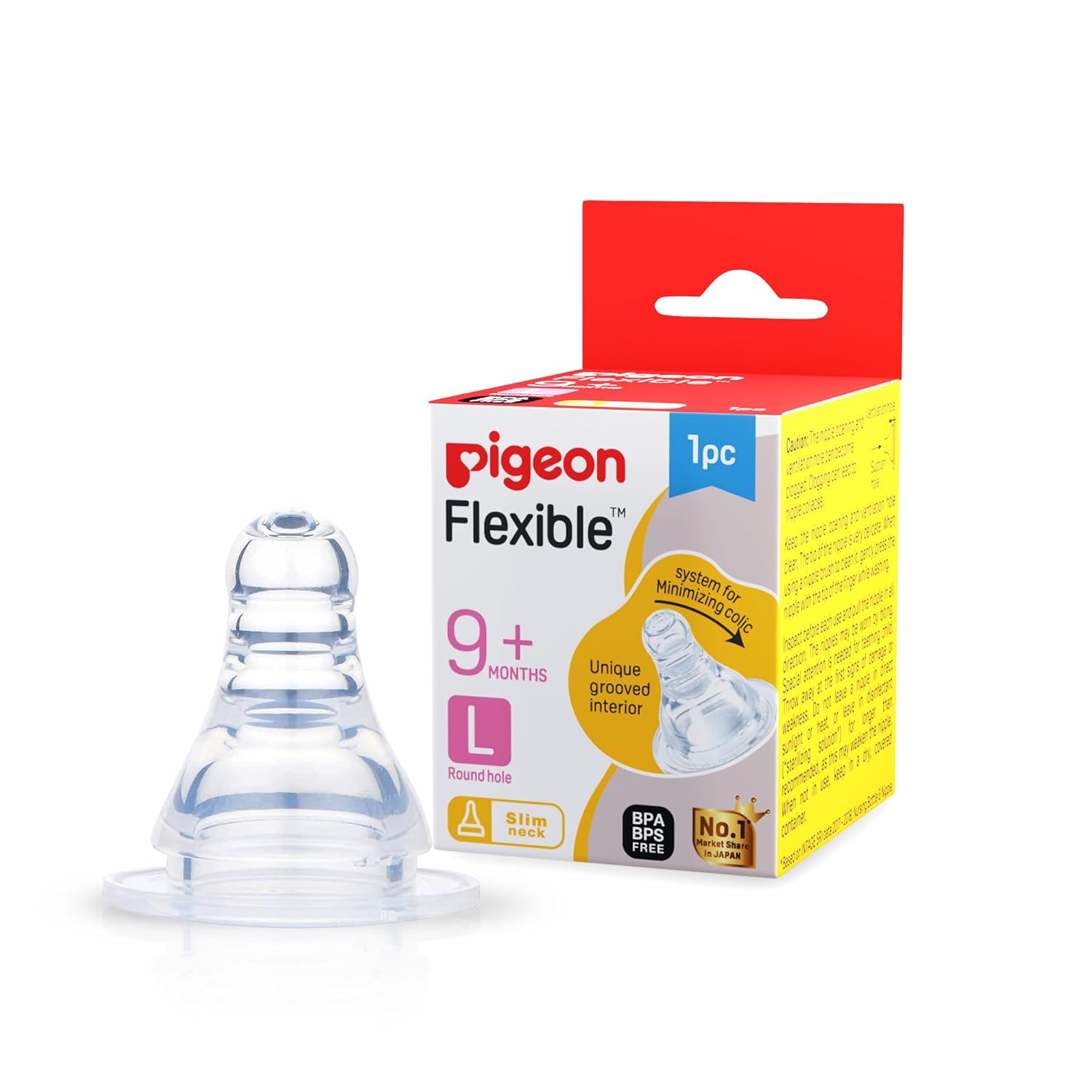 Pigeon Flexible Nipples 9M+ (Size L) BPA/BPS Free - 1pc