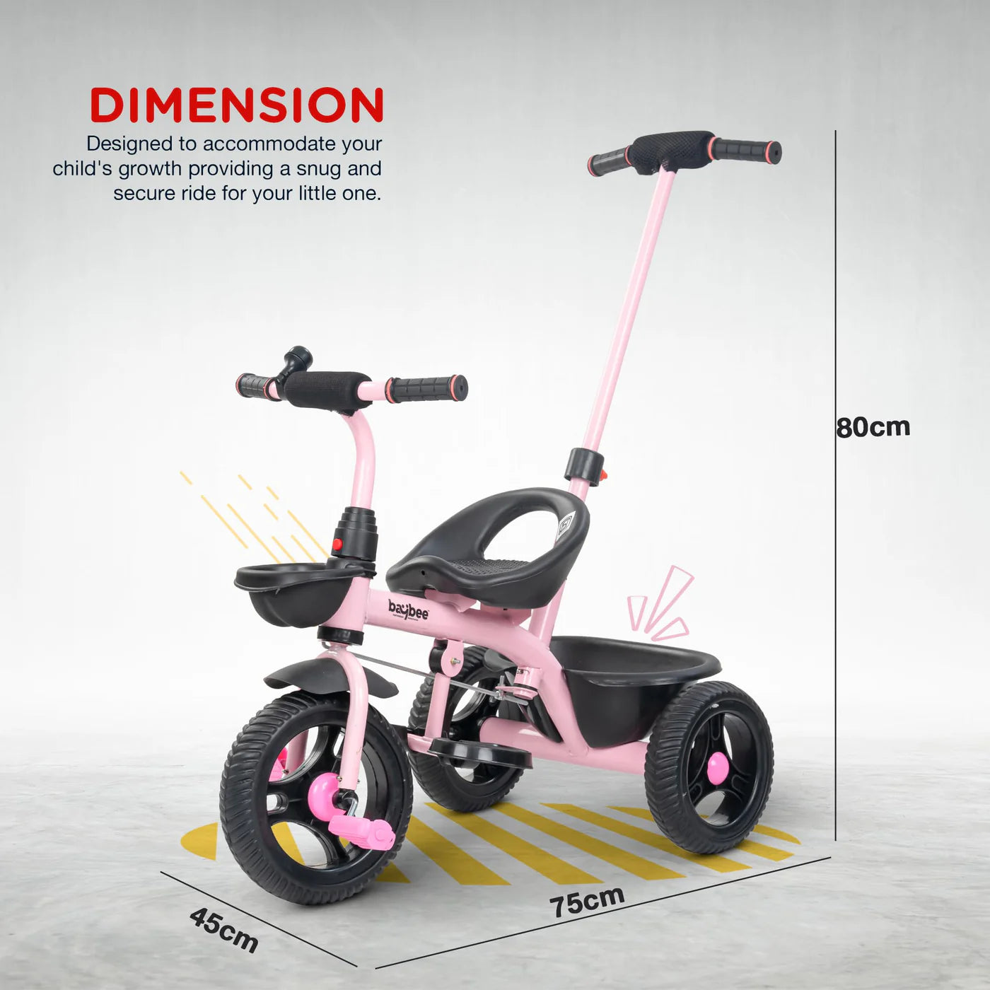 Baybee Trilo 2 in 1 Baby Tricycle for Kids, Smart Kids Tricycle with Parental Push Handle - (PINK)