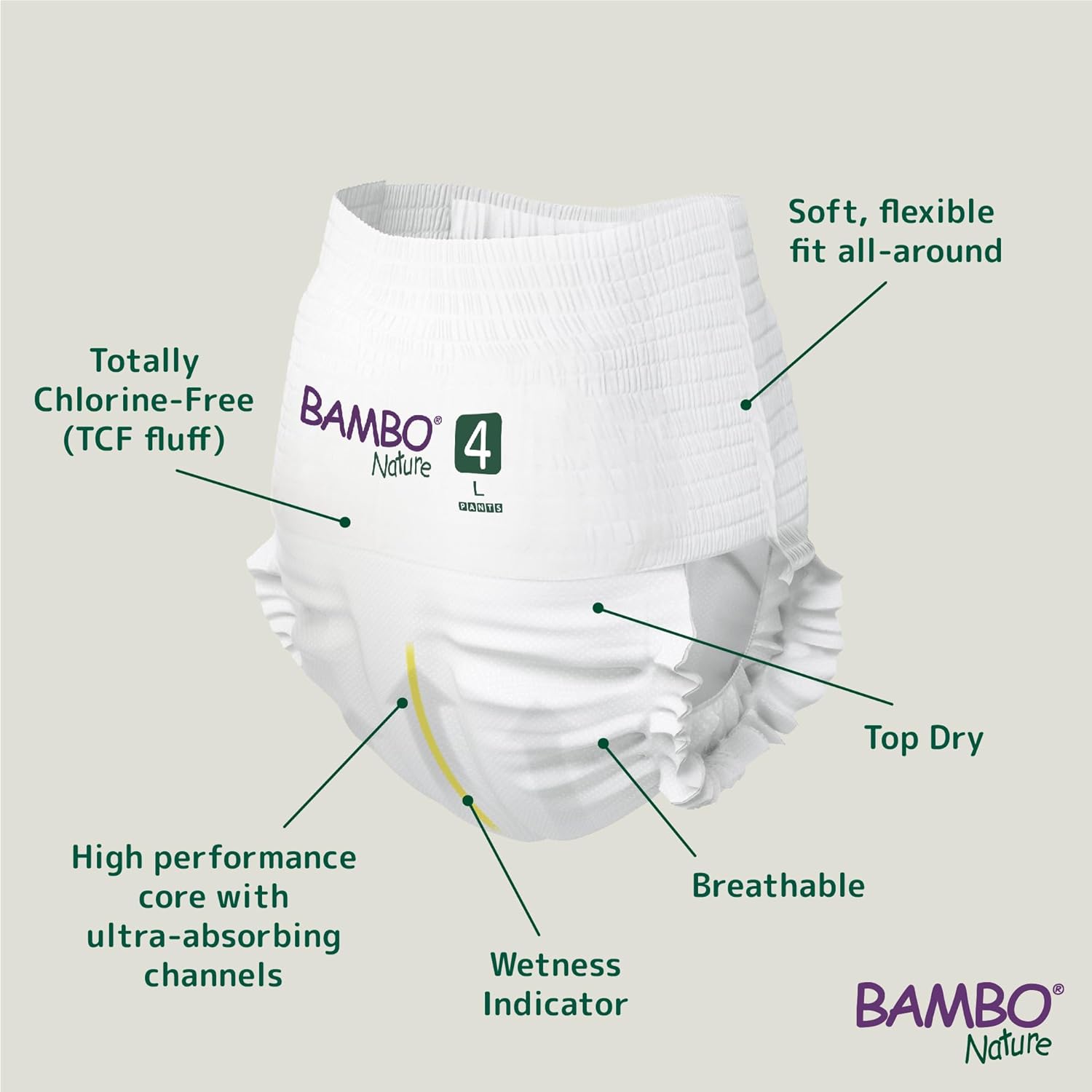 Bambo Nature Premium Baby Pant Diapers XXL (Size 6) (15+ Kgs)