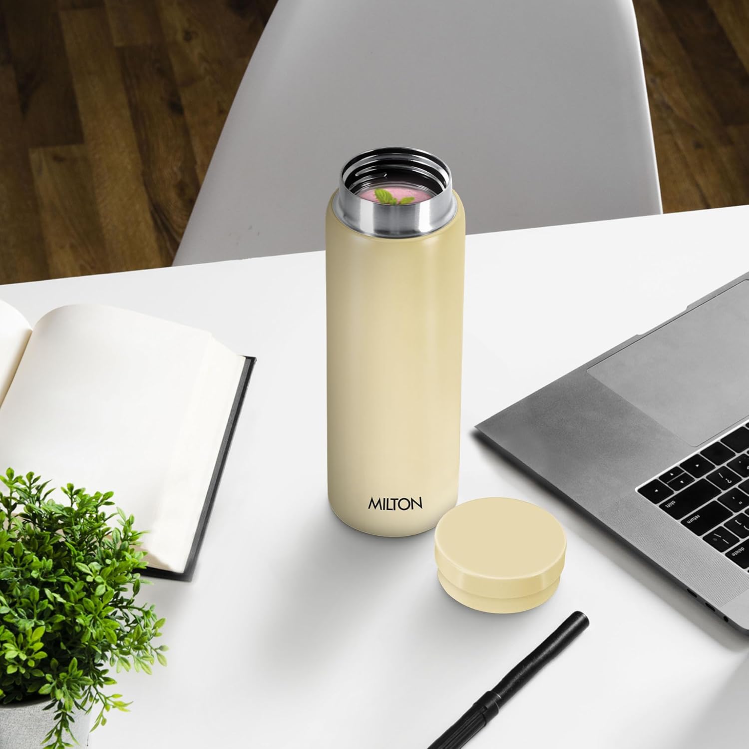 Milton Minimate 300 Thermosteel Compact ISI Certified Water Bottle, Vacuum Insulated Hot and Cold I SS304 Stainless Steel, Leak Proof I 280 ml, Ivory