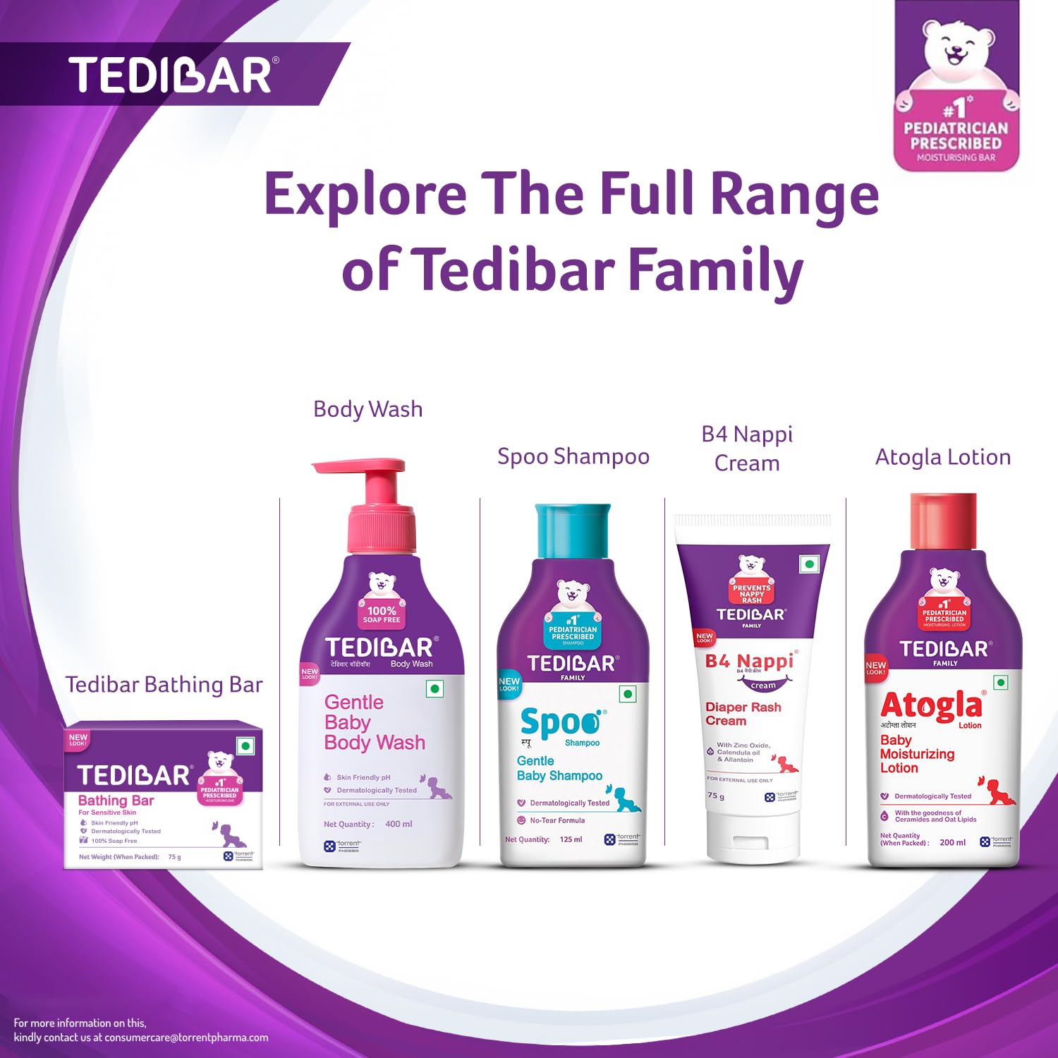 TediBar Bathing Bar for Sensitive Skin | Skin Friendly pH | Dermatologically Tested | 100% Soap Free - 75g (pack of 2)