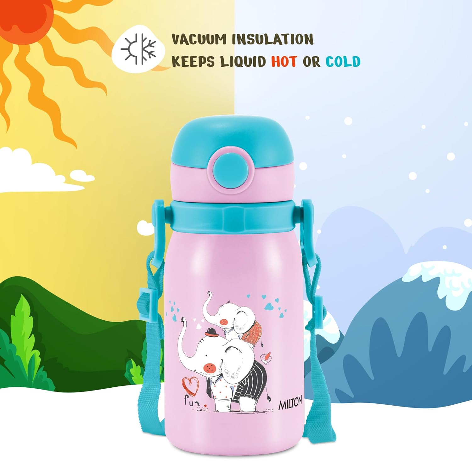 Milton Thermosteel Companion 300 Insulated Inner Stainless Steel Water Bottle with Spout Lid, 1 Piece, 275 ml, Peach Purple| Easy Grip | Leak Proof | Hot or Cold | School | Travel Bottle