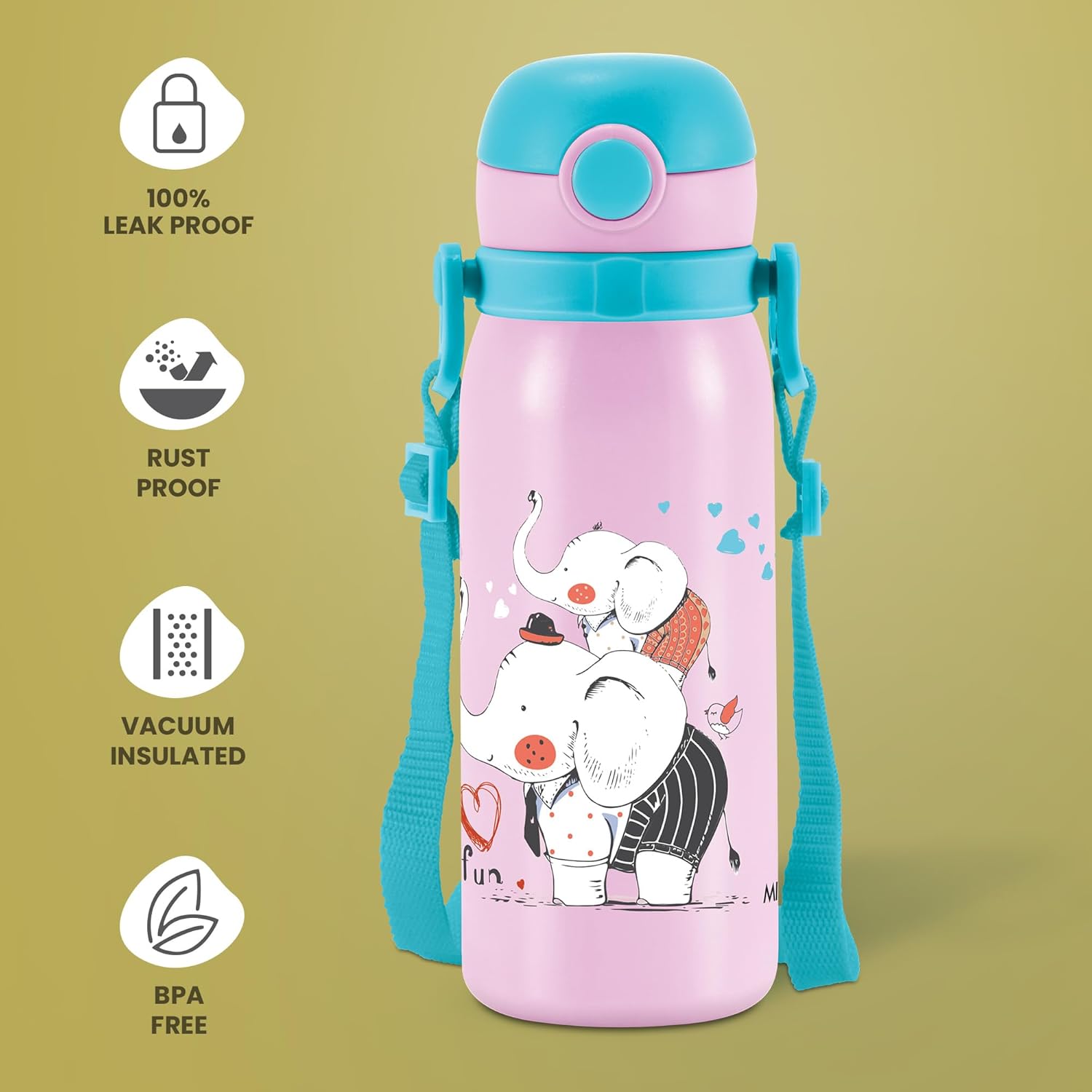 Milton Thermosteel Companion 450 Insulated Inner Stainless Steel Water Bottle with Spout Lid, 1 Piece, 435 ml, Peach Purple| Easy Grip | Leak Proof | Hot or Cold | School | Travel Bottle