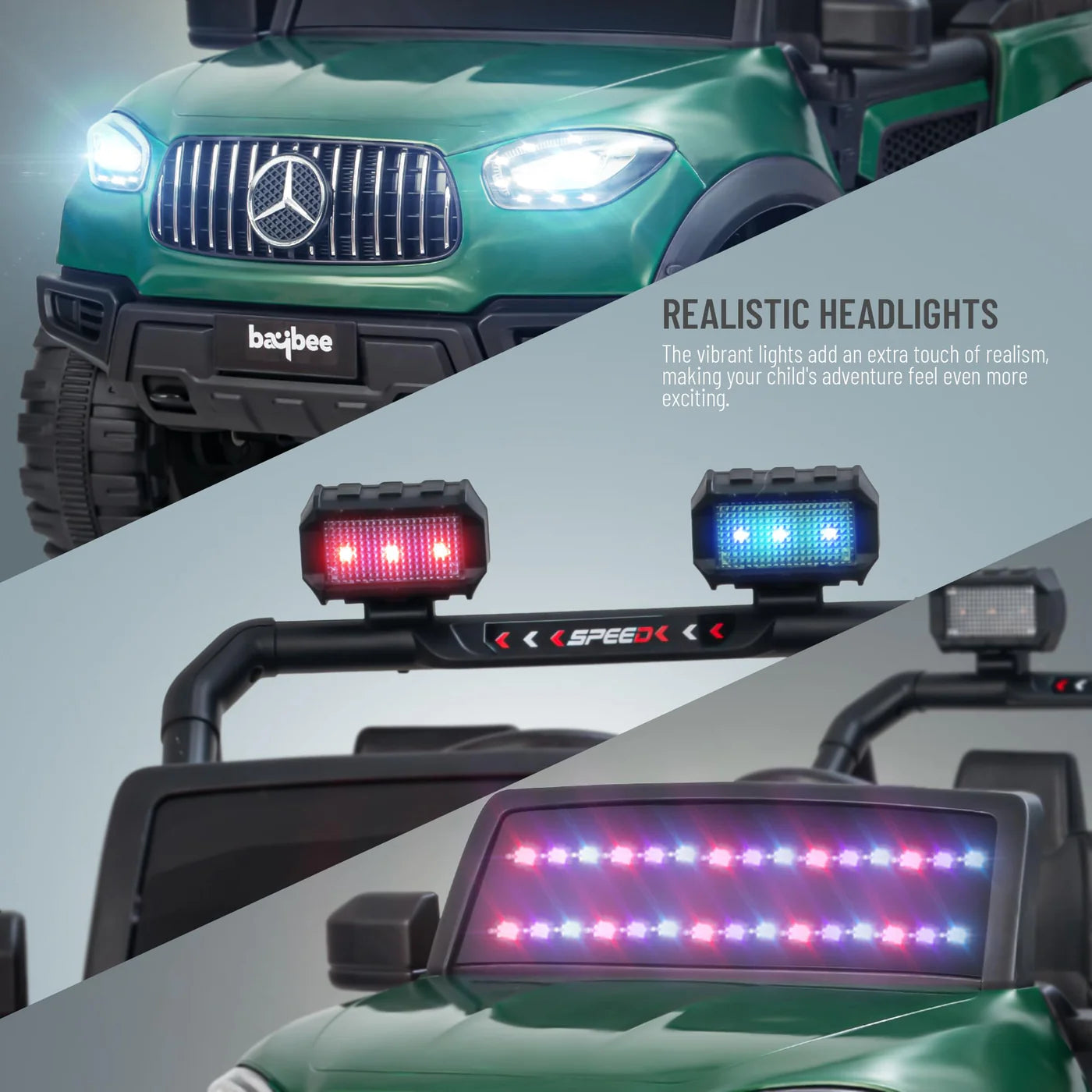 Baybee Rumble Battery Operated Jeep for Kids -  Green