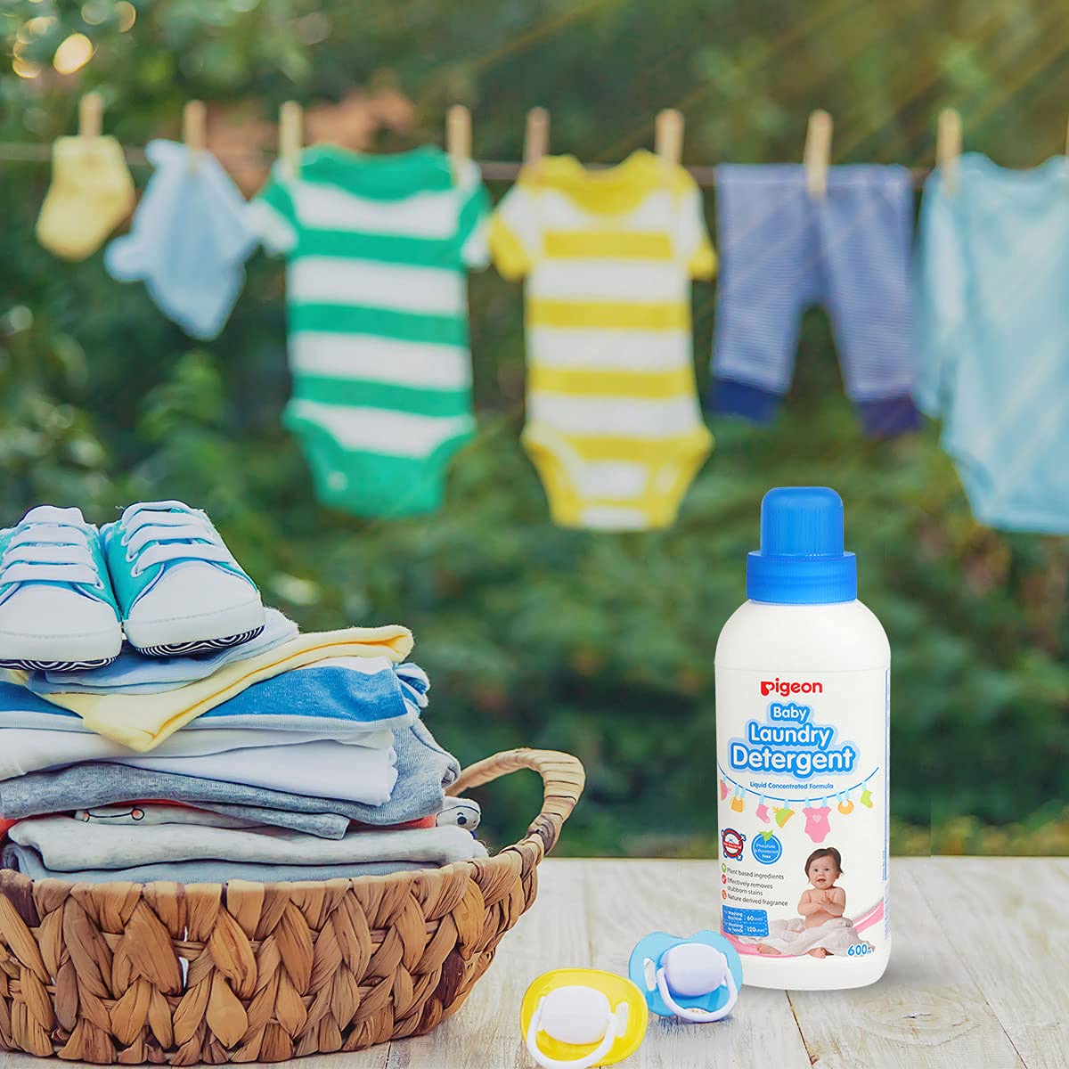 Pigeon Baby Laundry Detergent Liquid Concentrated Formula | Anti-Bacterial | Phosphate & Fluorescent Free - 600ml