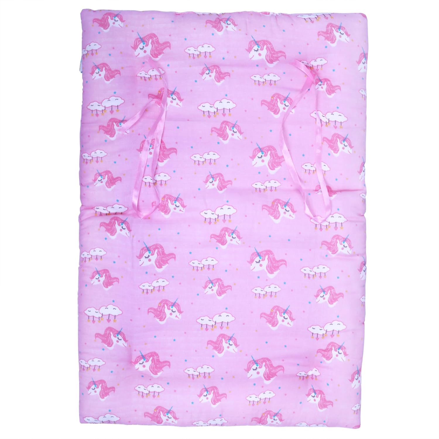 1ST STEP 100% Muslin Cotton Thick New Born Baby Bedding Mattress/Gadda Bed Set for Babies with 2 Side Bolster & Head Pillow (Pink)