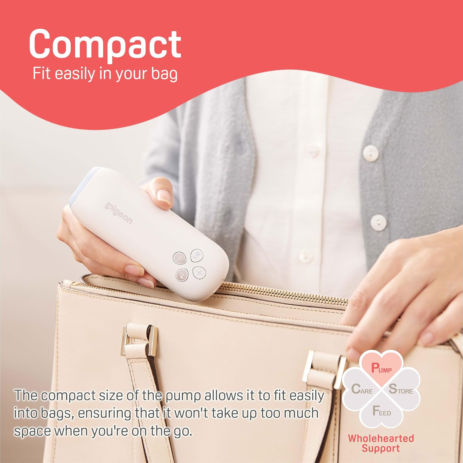 Pigeon GoMini+ Electric Breast Pump | Wide Neck - Single | BPA/BPS FREE