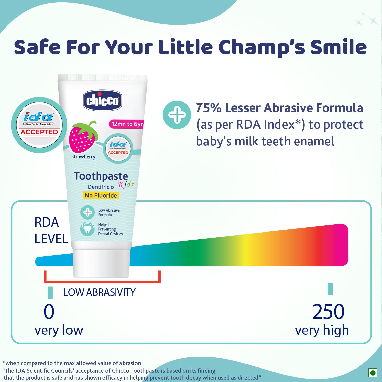 Chicco Toothpaste for Kids 50g - Strawberry Flavour - 12m to 6yrs