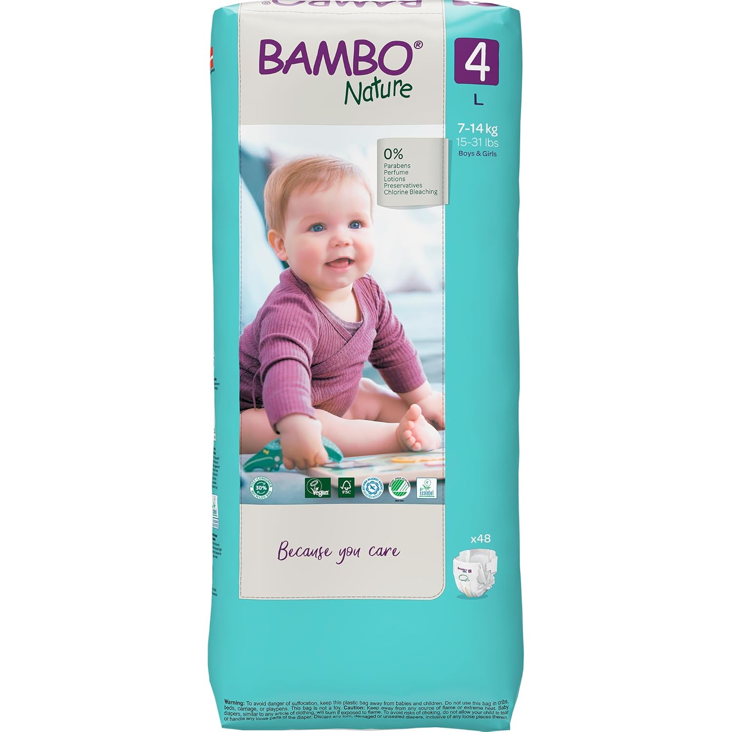 Bambo Nature Premium Baby Tape Diapers L (Size 4) (7-14 Kgs)