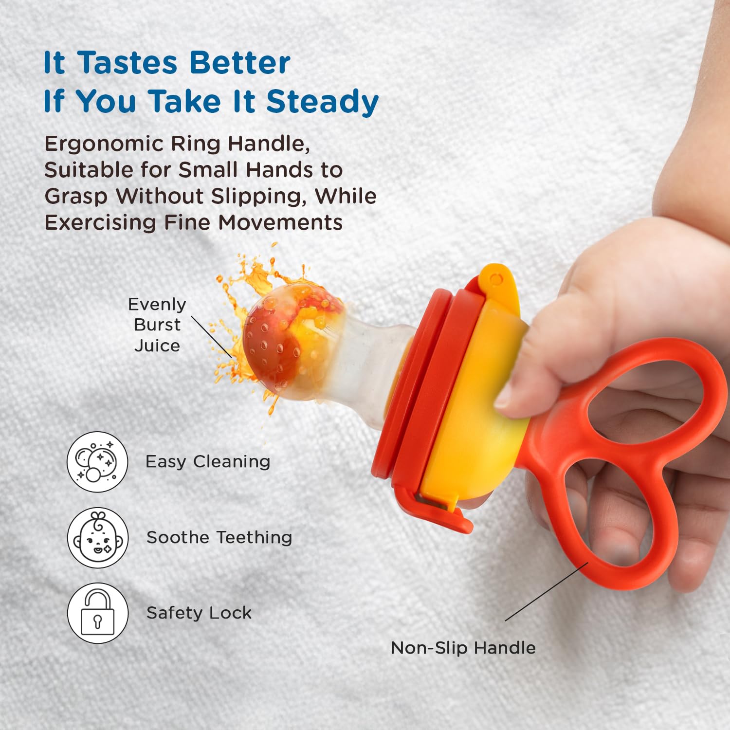 Mee Mee Advance Fruit & Food Nutritional Tiny Taste Feeder With Feed Pusher | Free Extra Soft Silicon Sack (4M+)