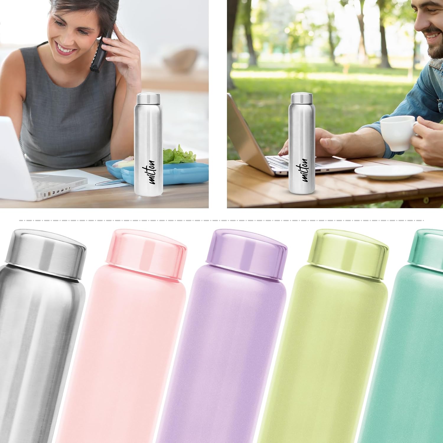 MILTON Aqua 1000 Stainless Steel Water Bottle, 920 ml, Silver | Leak Proof | Office Bottle | Gym Bottle | Home | Kitchen | Hiking | Treking Bottle | Travel Bottle