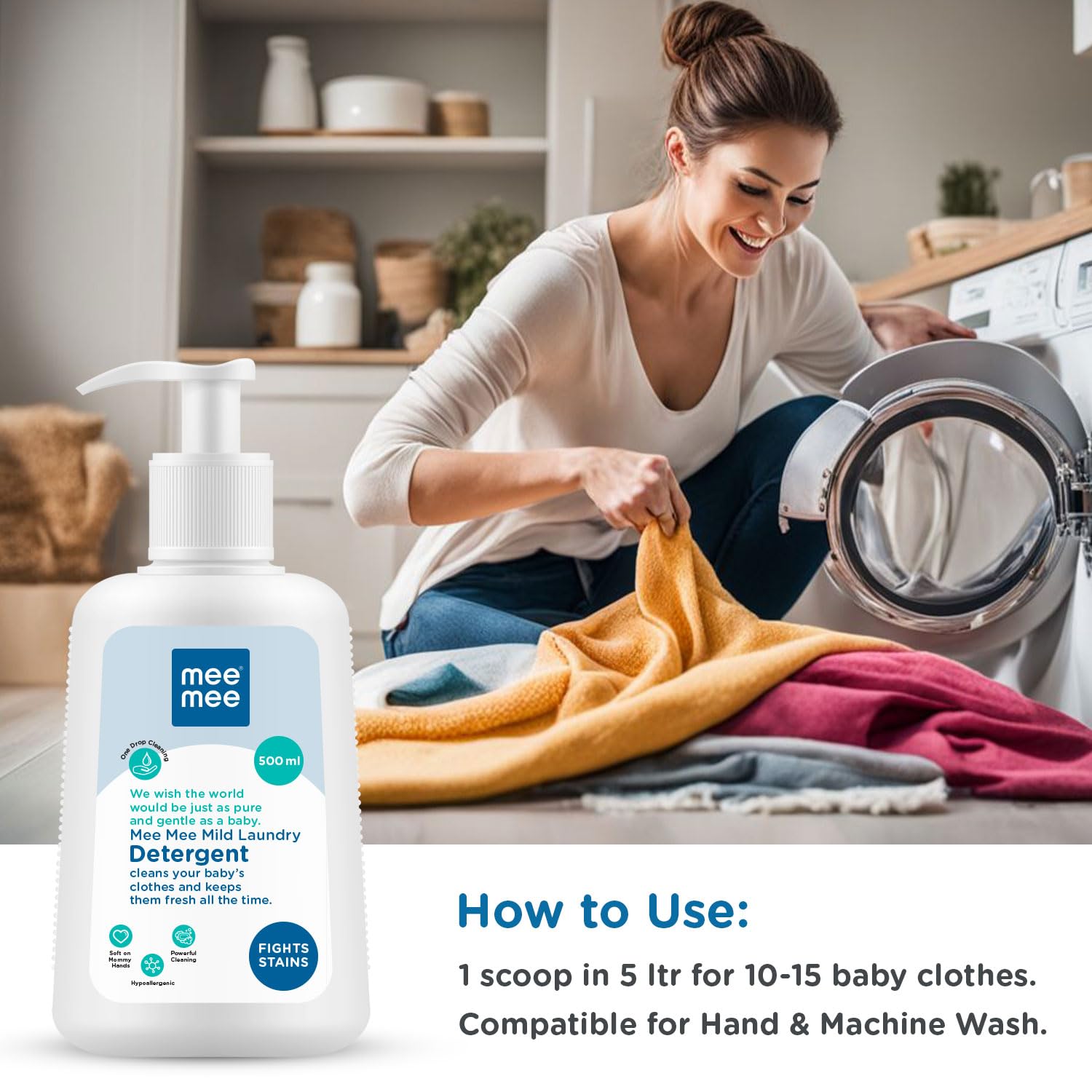 Mee Mee Mild Laundry Detergent Cleans Your Baby's Clothes & Keeps Them Fresh all the time - 500ml