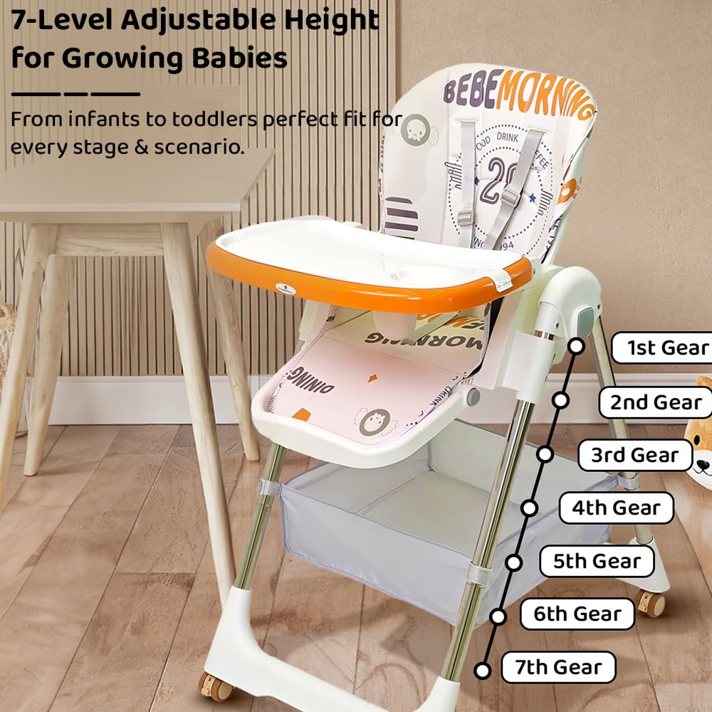 StarAndDaisy Galaxy Star High Chair For Baby Girls & Boys, Multifunction 6 In 1 Feeding Chair With Height Adjustment, One Click Fold, Detachable Food Tray, Reclining Seat 6 Months To 5 Years Kids(Graffiti)
