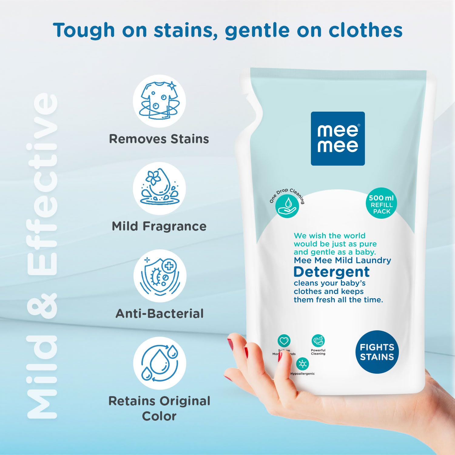 Mee Mee Mild Laundry Detergent Cleans Your Baby's Clothes & Keeps Them Fresh All The Time - 500ml Refill Pack