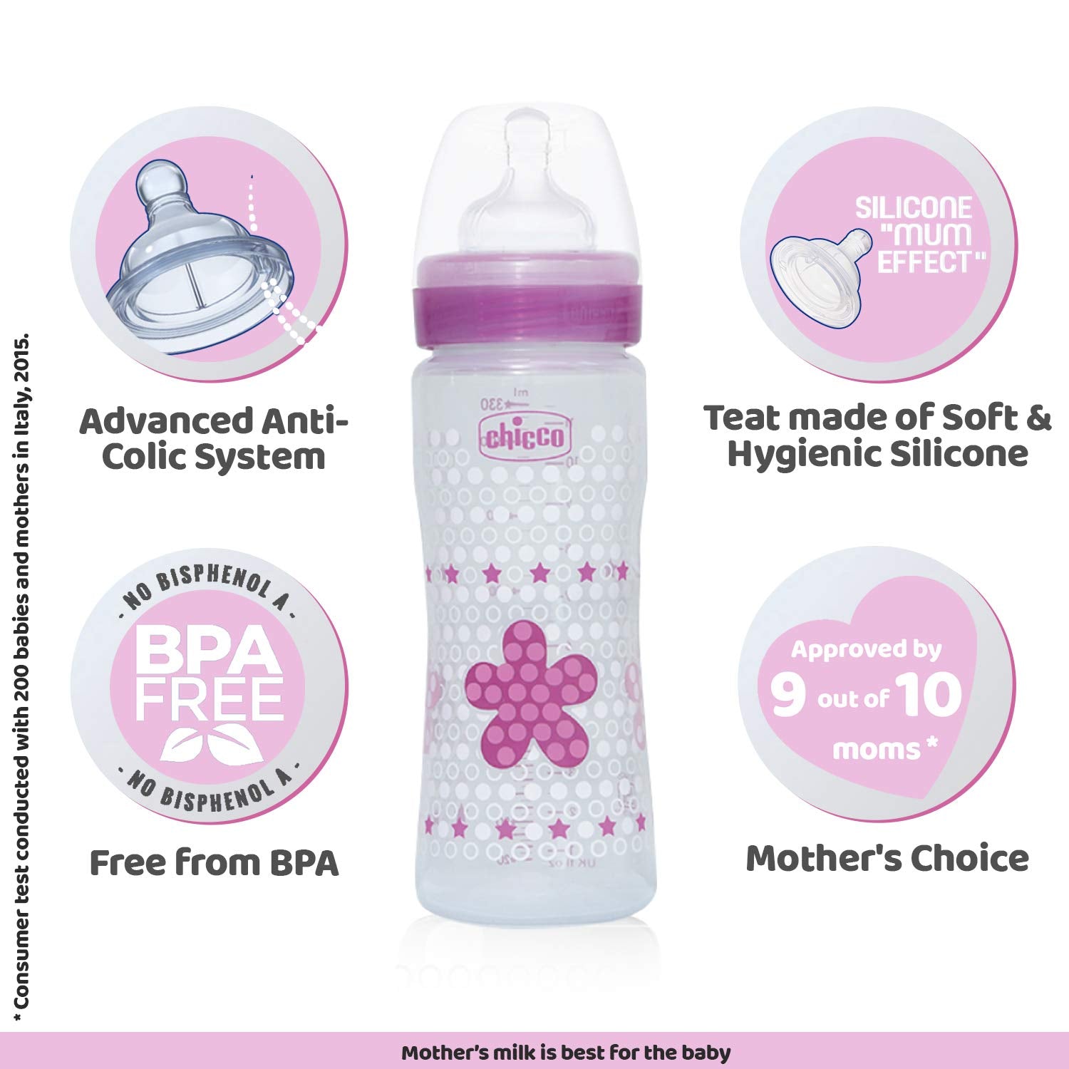 Chicco Feeding Bottle 4M+ (330ml)