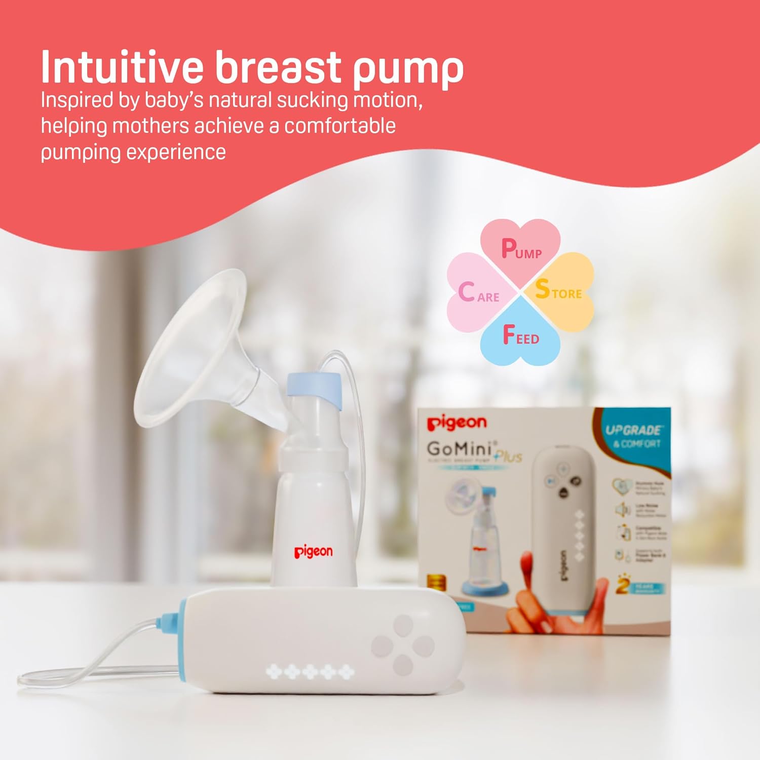 Pigeon GoMini+ Electric Breast Pump | Wide Neck - Single | BPA/BPS FREE