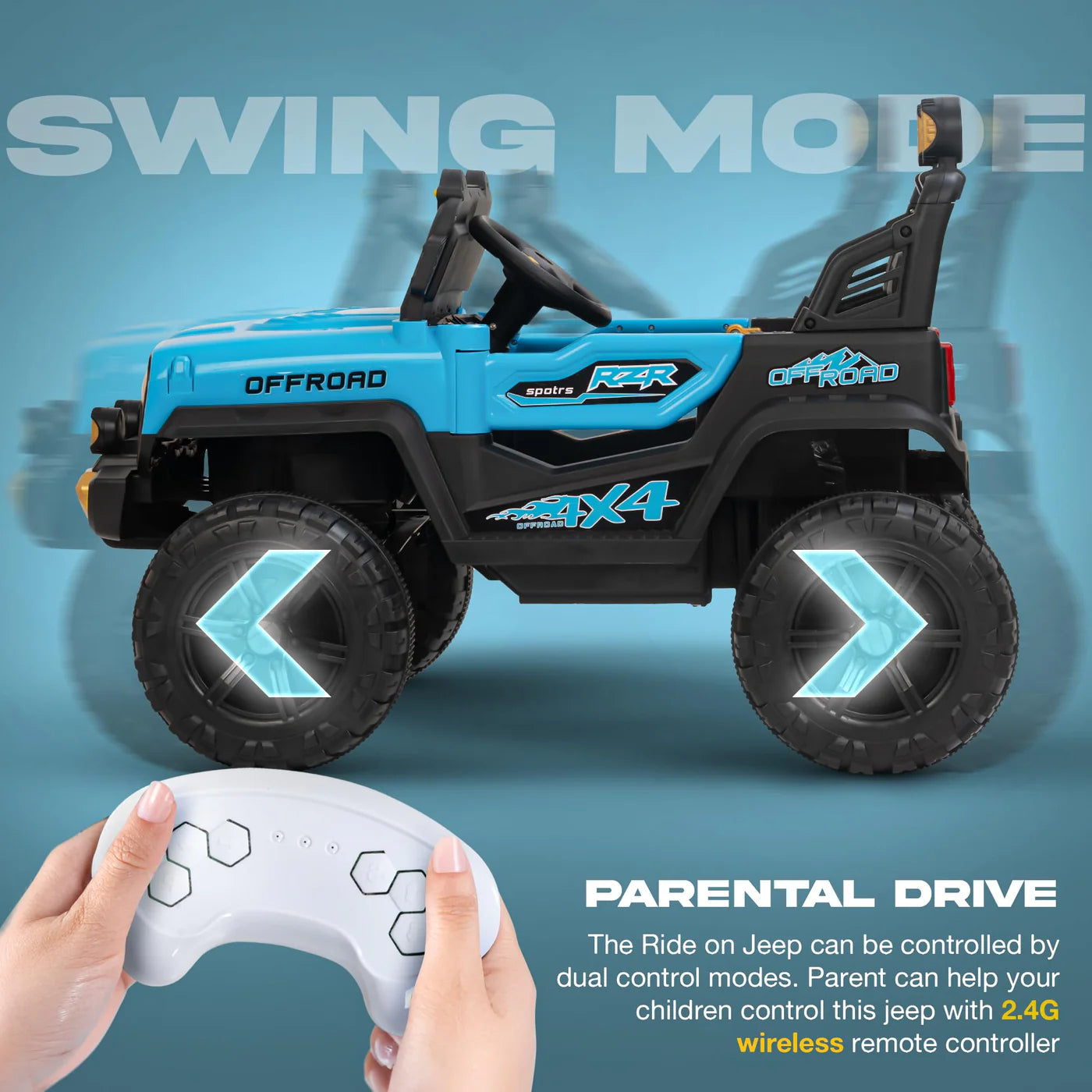 Baybee Droxy Battery Operated Jeep for Kids - Blue