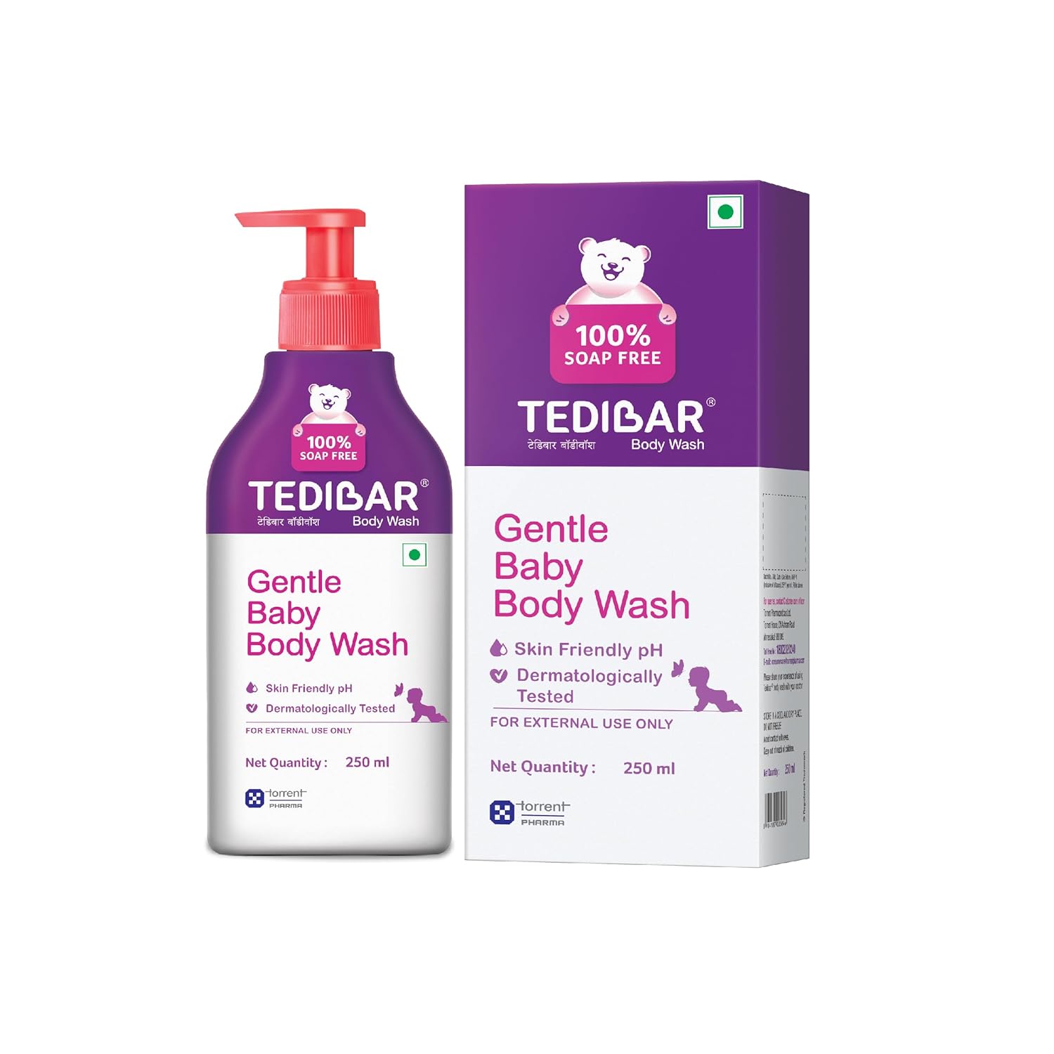 TediBar Gentle Baby Body Wash | 100% Soap Free | Skin Friendly pH | Dermatologically Tested - 250ml
