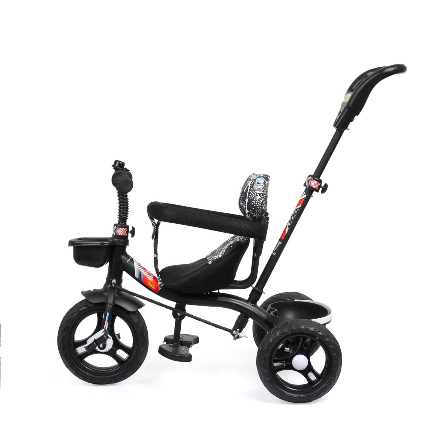 Apple Baby Galaxy Edition GT-500 Plug and Play Tricycle with Height Adjustable Parental Control | Kids Safety Belt | Foam Cushion Seat | for Age Group 2+ Years | Carring Capacity 30-KGS (Galaxy Black)