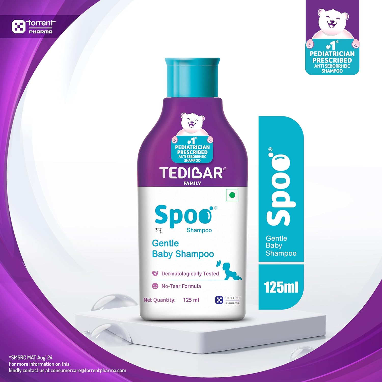 TediBar Spoo Shampoo Gentle Baby Shampoo | Dermatologically Tested | No-Tear Formula - 125ml