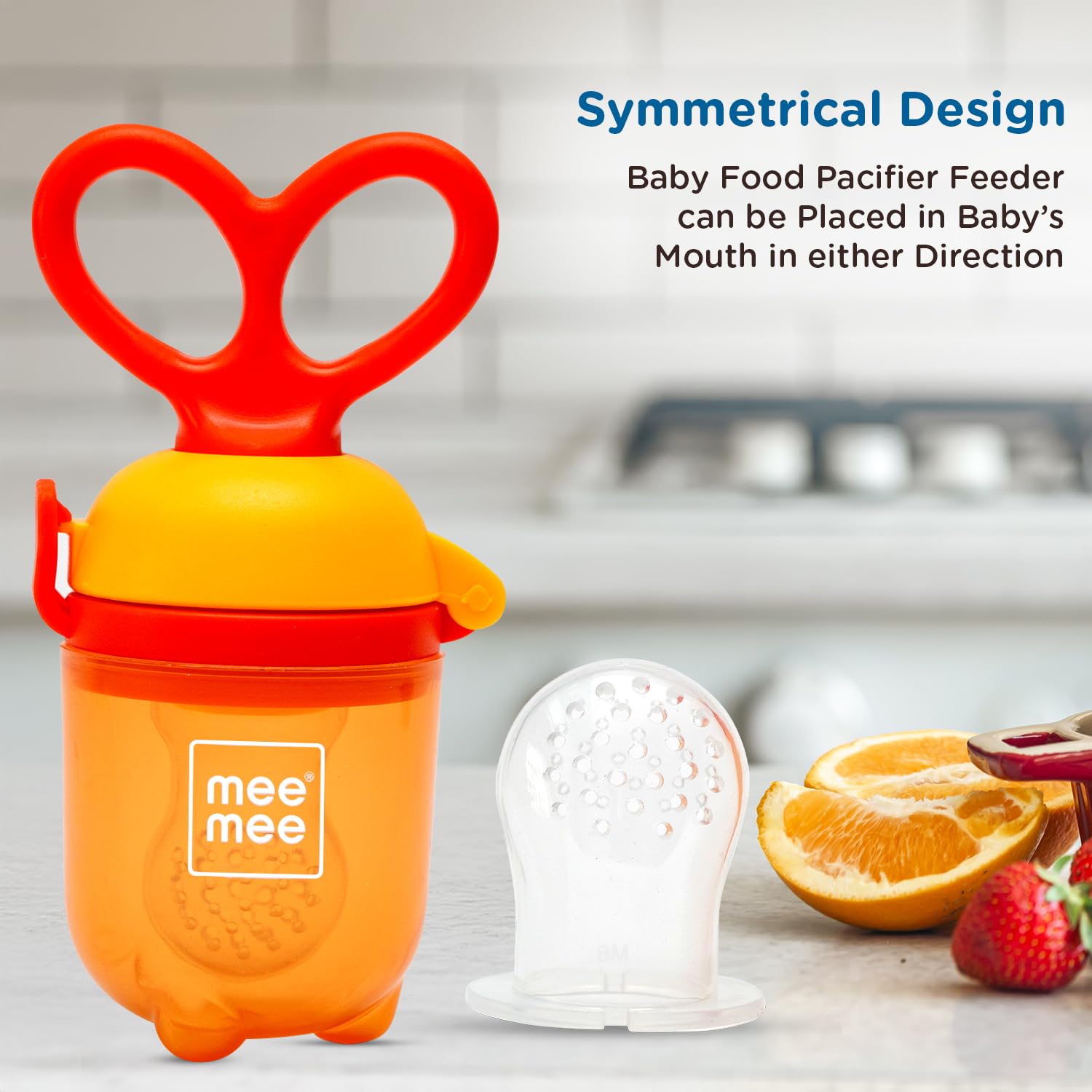 Mee Mee Advance Fruit & Food Nutritional Tiny Taste Feeder With Feed Pusher | Free Extra Soft Silicon Sack (4M+)