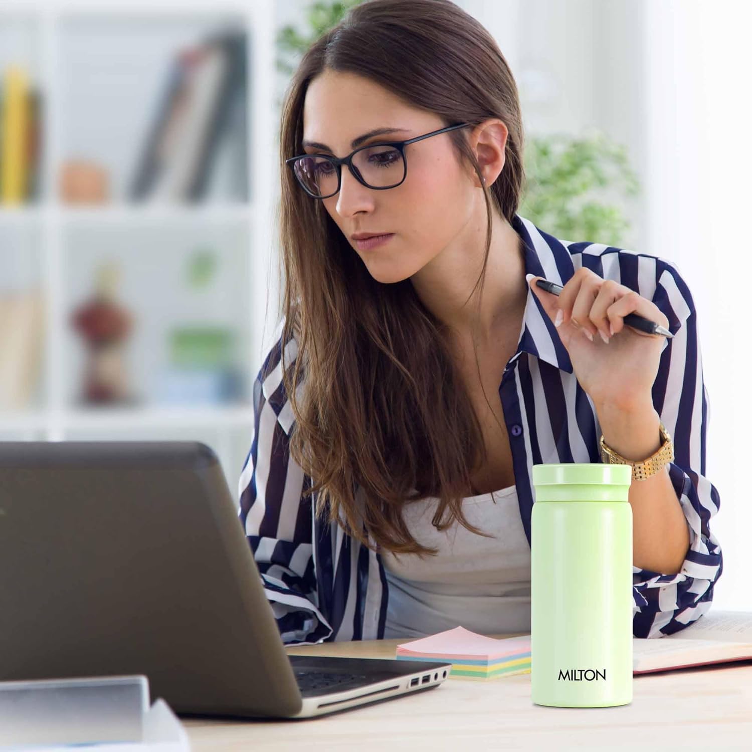 Milton Minimate 200 Thermosteel Insulated Water Bottle, 190 ml, 24 Hr Hot and Cold | Leak Proof Lid, ISI Certified I Vacuum Insulated | for Office, Gym, School | Light Green
