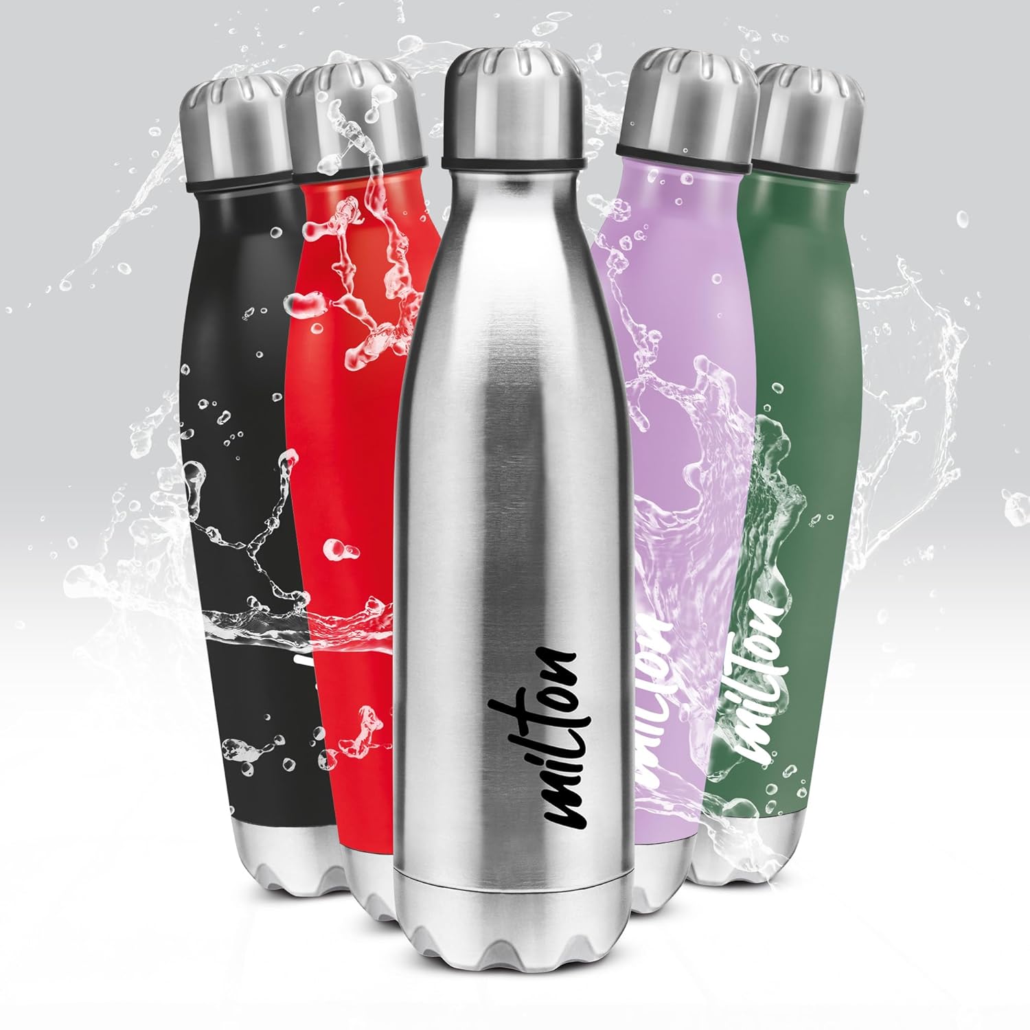 MILTON Shine 1000 Stainless Steel Water Bottle 900 ml, Single Walled, ISI Certified I Leak Proof Lid, Rust Proof I For School, Office, Gym I Purple
