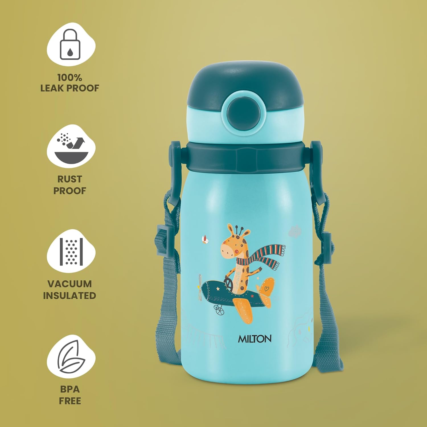 Milton Thermosteel Companion 300 Insulated Inner Stainless Steel Water Bottle with Spout Lid, 1 Piece, 275 ml, Blue| Easy Grip | Leak Proof | Hot or Cold | School | Travel Bottle