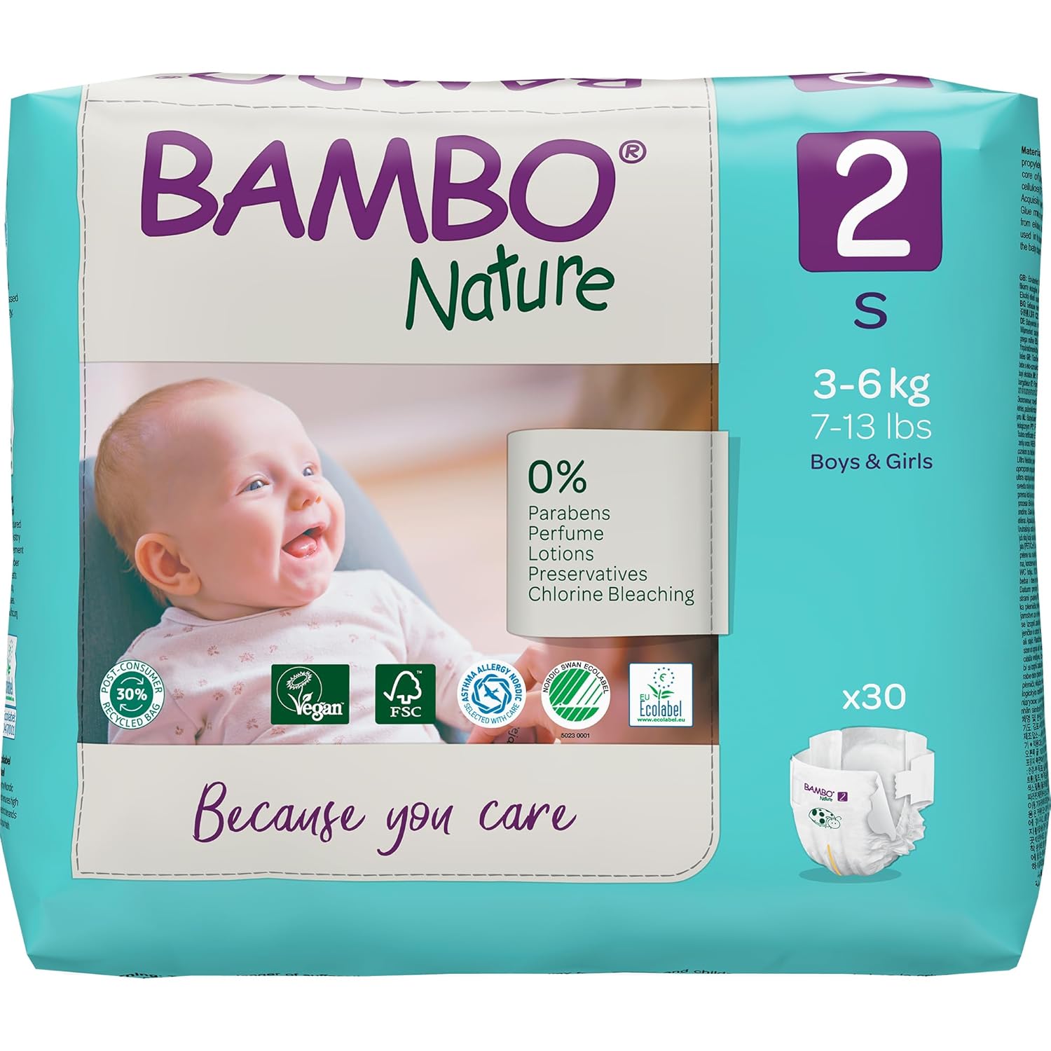 Bambo Nature Premium Baby Tape Diapers S (Size 2) (3-6 Kgs)